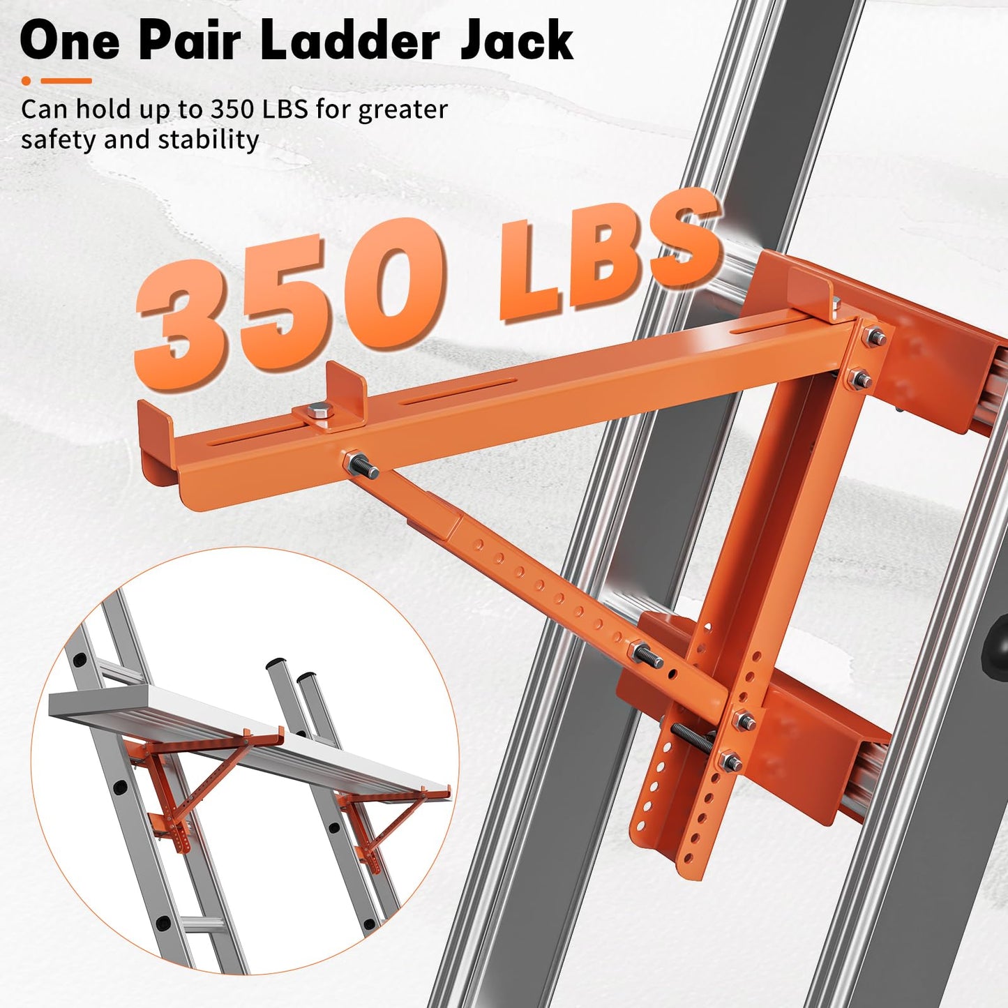 Goyappin Ladder Jacks for Scaffolding Platform 2 Pack,Heavy Duty Steel Jack Scaffold Bracket,Two-Rung Short Body Extension Ladder Jack for Roofing Painting Jobsite 20 inch Platform Withstand 350 LBS