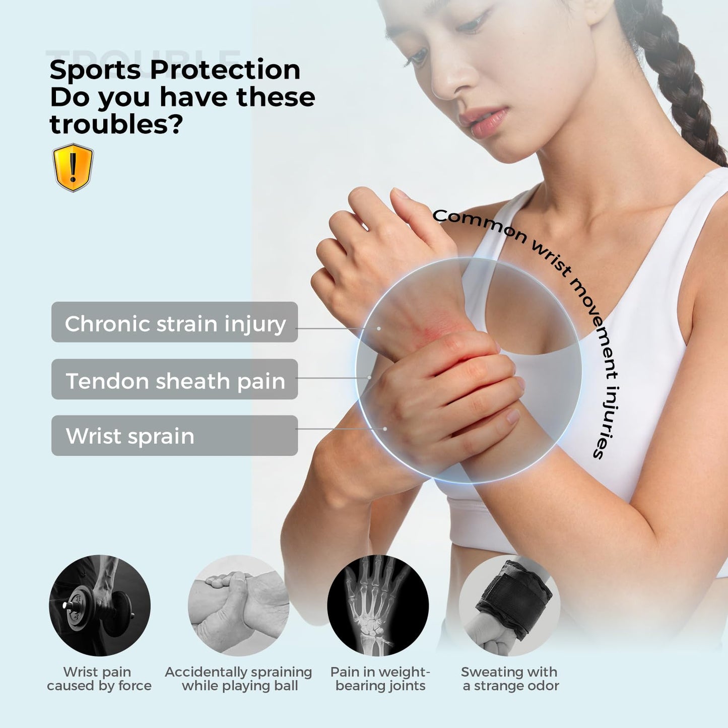 MOON 2 Pairs Breathable Wrist Sweatbands for Men Women, Anti Odor Moisture Wicking Elastic Sports Wristbands for Basketball, Tennis, Cycling, Running, Gym, Working Out, White