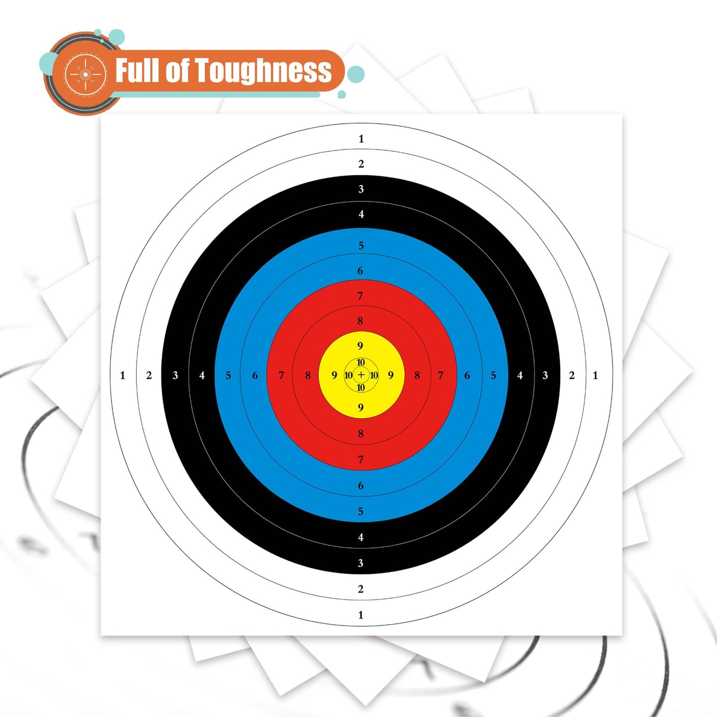 MOLFUJ Archery Targets Paper 20pcs, 23.6 inch Bow and Arrow Targets for Hunting Backyard, Archery Target Practice Accessories(10 Rings)