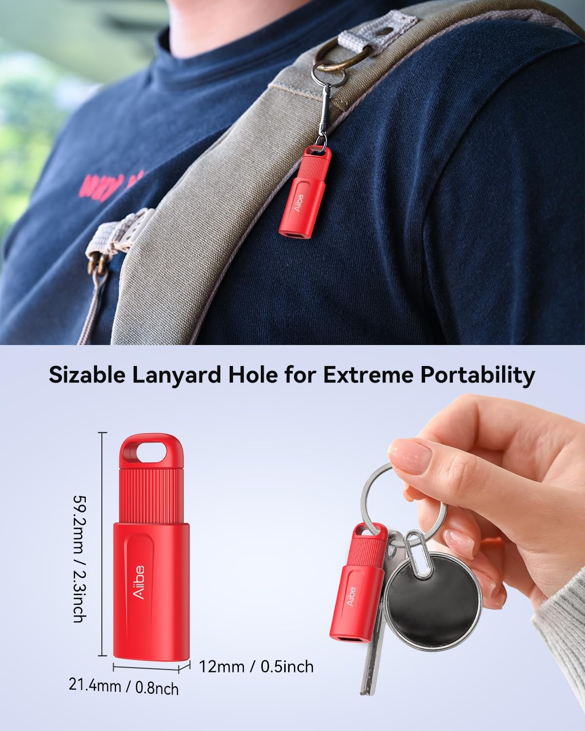 Aiibe 128GB 2 Pack 128GB 2.0 USB Flash Drive - USB Stick Thumb Drive USB Memory Stick with Keychain (Black and Red)