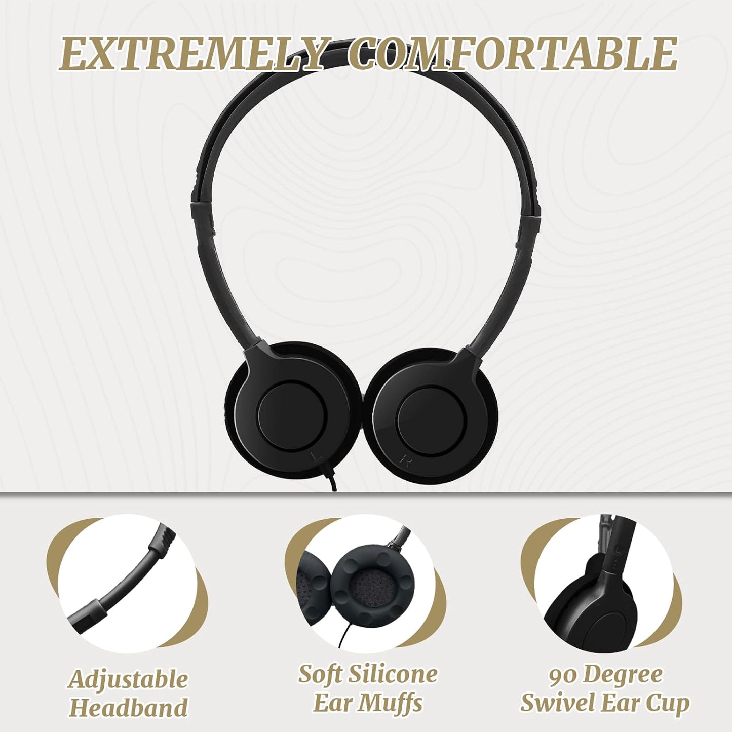 WAHUWAY 20 Pack Set 3.5 mm Adults(005 Class Headphones for Kids Students School Classroom Bulk Earphones Adjustable