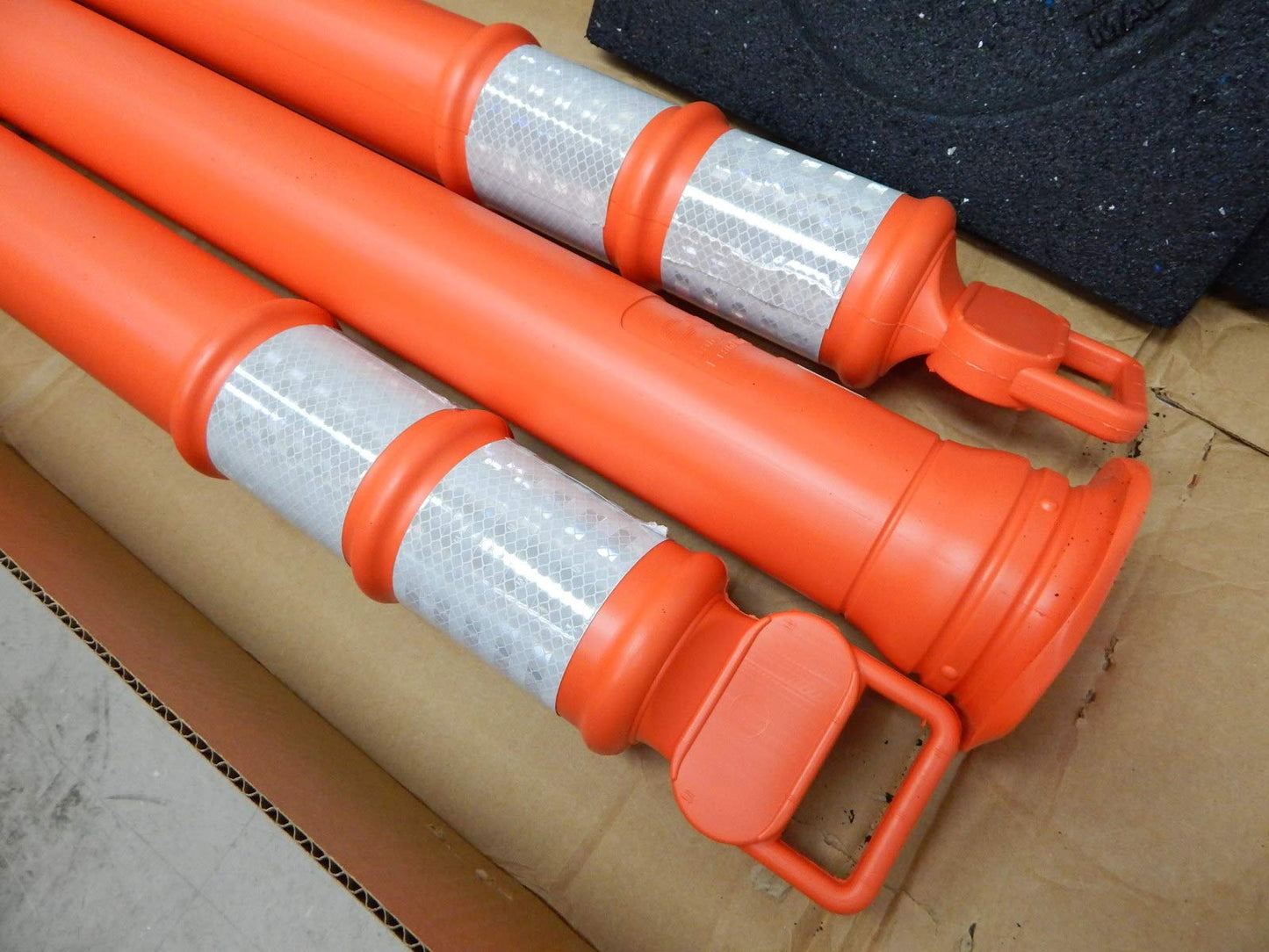 Cortina EZ Grab Delineator 45" Post, 3" Hip Collars with 10 lb Base, 03-747RBC-3, Orange, 3 Pack