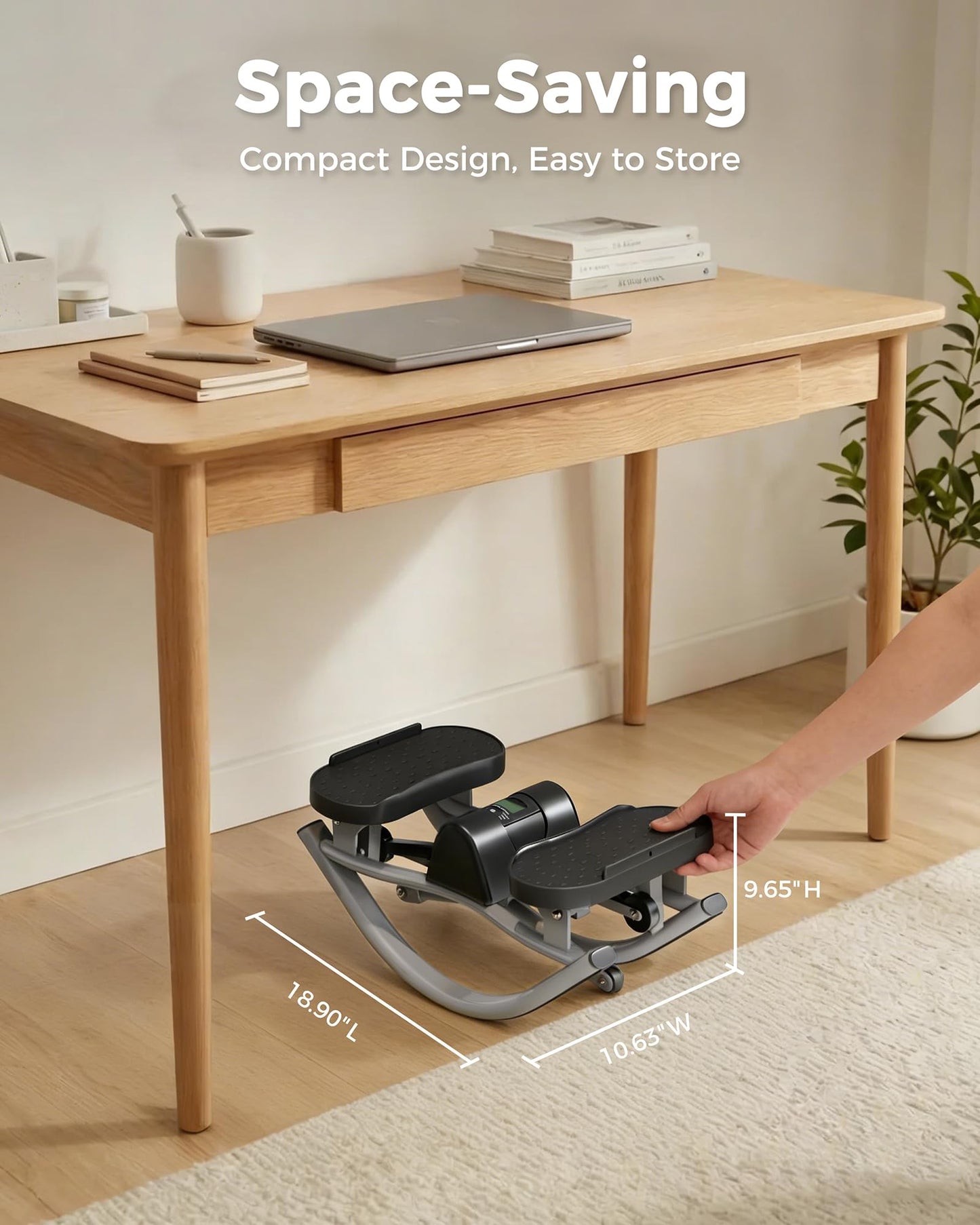FineWay Upgraded Rock Stepper 2.0 for Exercise at Home, Rocking Stepper Side to Side, Low-Impact Knee-Friendly Exercise Machine with Resistance Bands, LCD Monitor & 330 LBS Capacity, Full Body Workout
