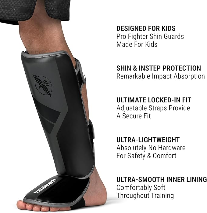 Hayabusa S4 Kids Shin Guards, Muay Thai, MMA, Kickboxing, Martial Arts
