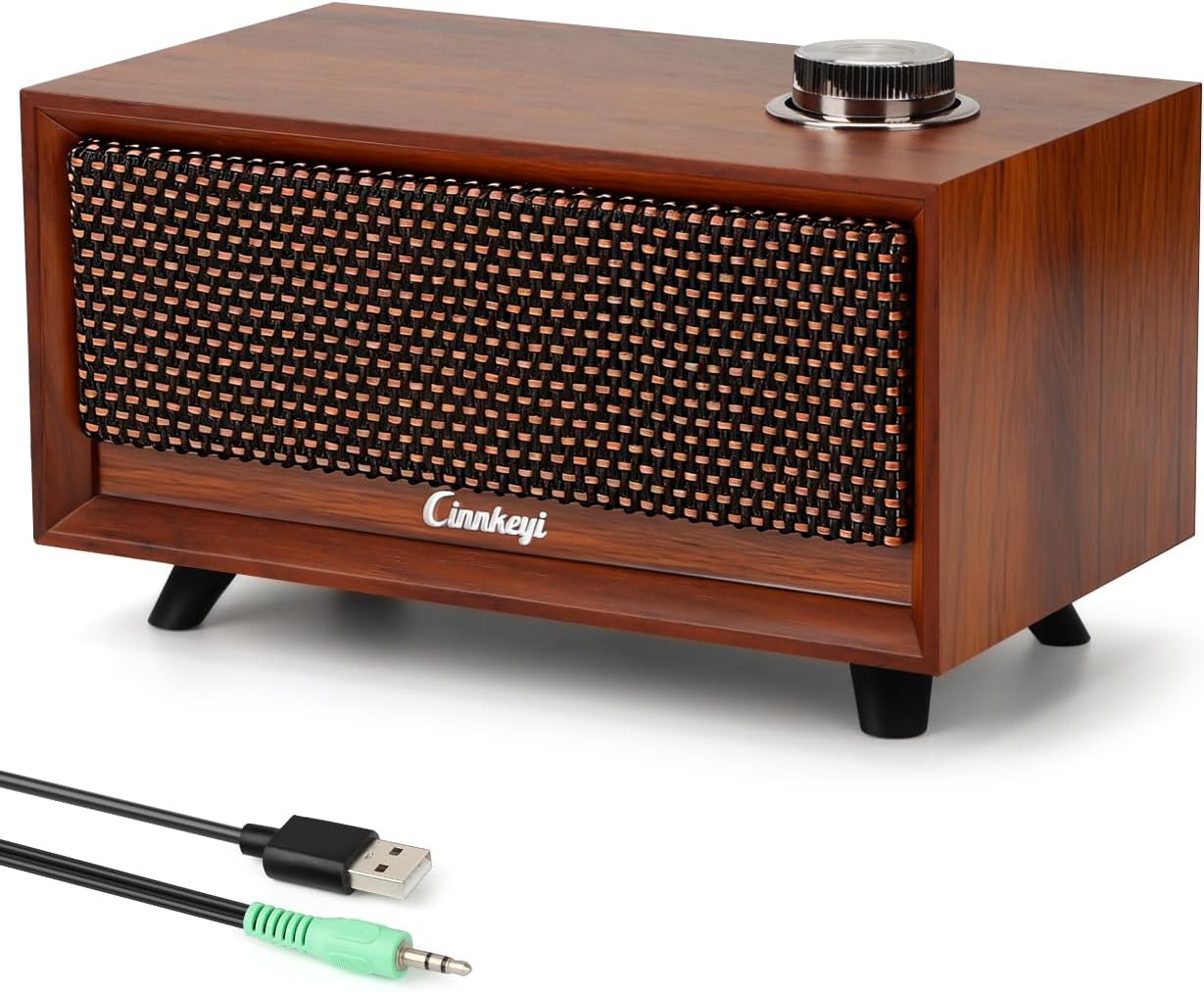 cinnkeyi 3 3.5mm/USB Wooden PC Soundbar Computer Speakers PC Speakers USB Powered | PC| Line-In | Bluetooth Modes
