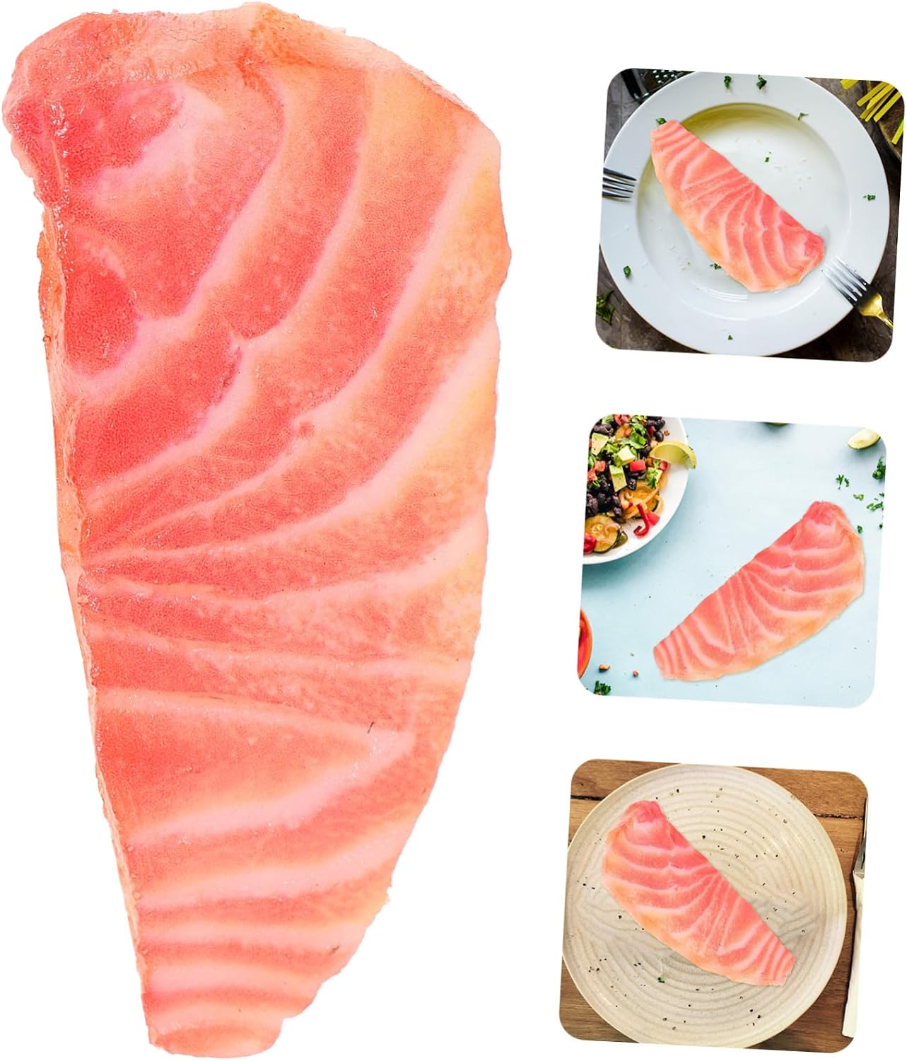 KESYOO Lifelike Salmon Slice Model Realistic Simulation Fish Decoration for Photography Props Early Education Food