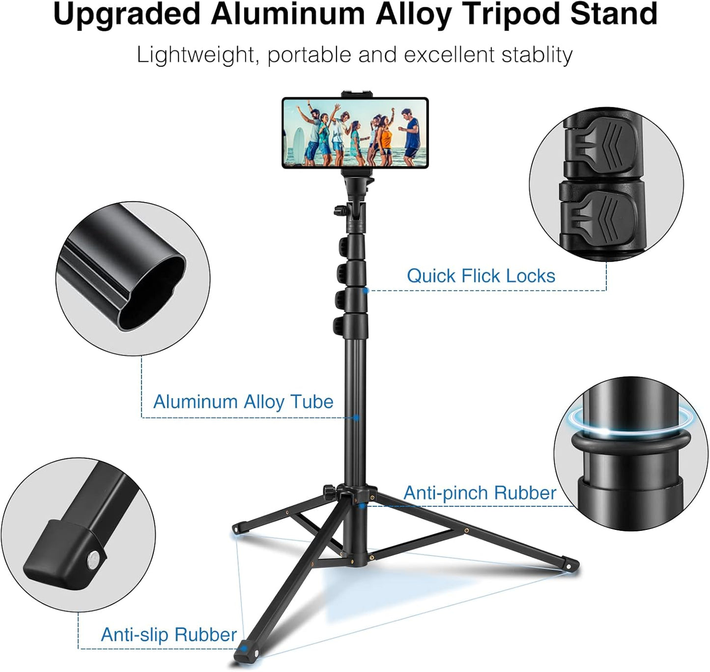 CAMOLO RIG 63" Tripod for Phone,Selfie Stick with Wireless Remote, Extendable Cell Phone Stand & Phone Holder, Solidest