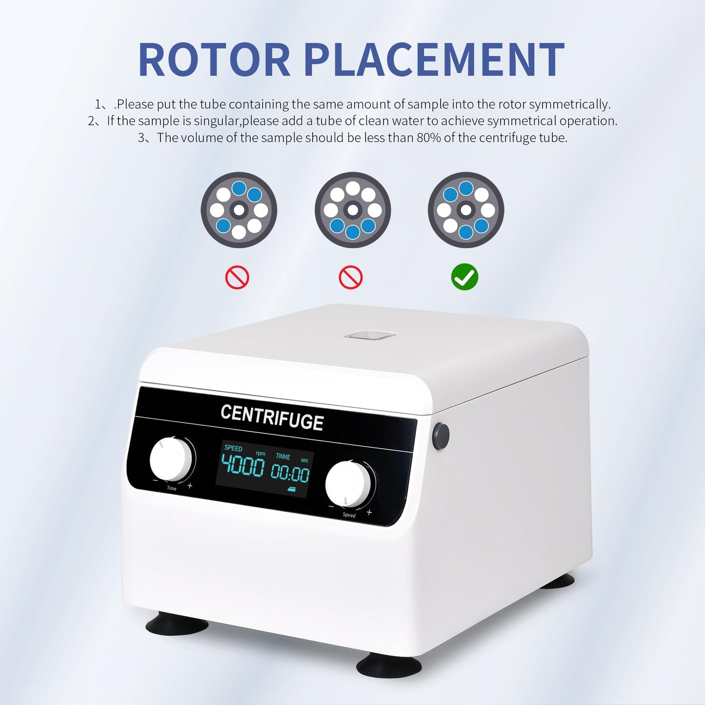 LACHOI Centrifuge Machine 8x10ml/15ml Lab Benchtop Centrifuge 500-4000RPM 1920×g RCF Timing 10s-99min99s LCD Digital Desktop Centrifuge for Laboratory/University/Industry/Environmental Protection