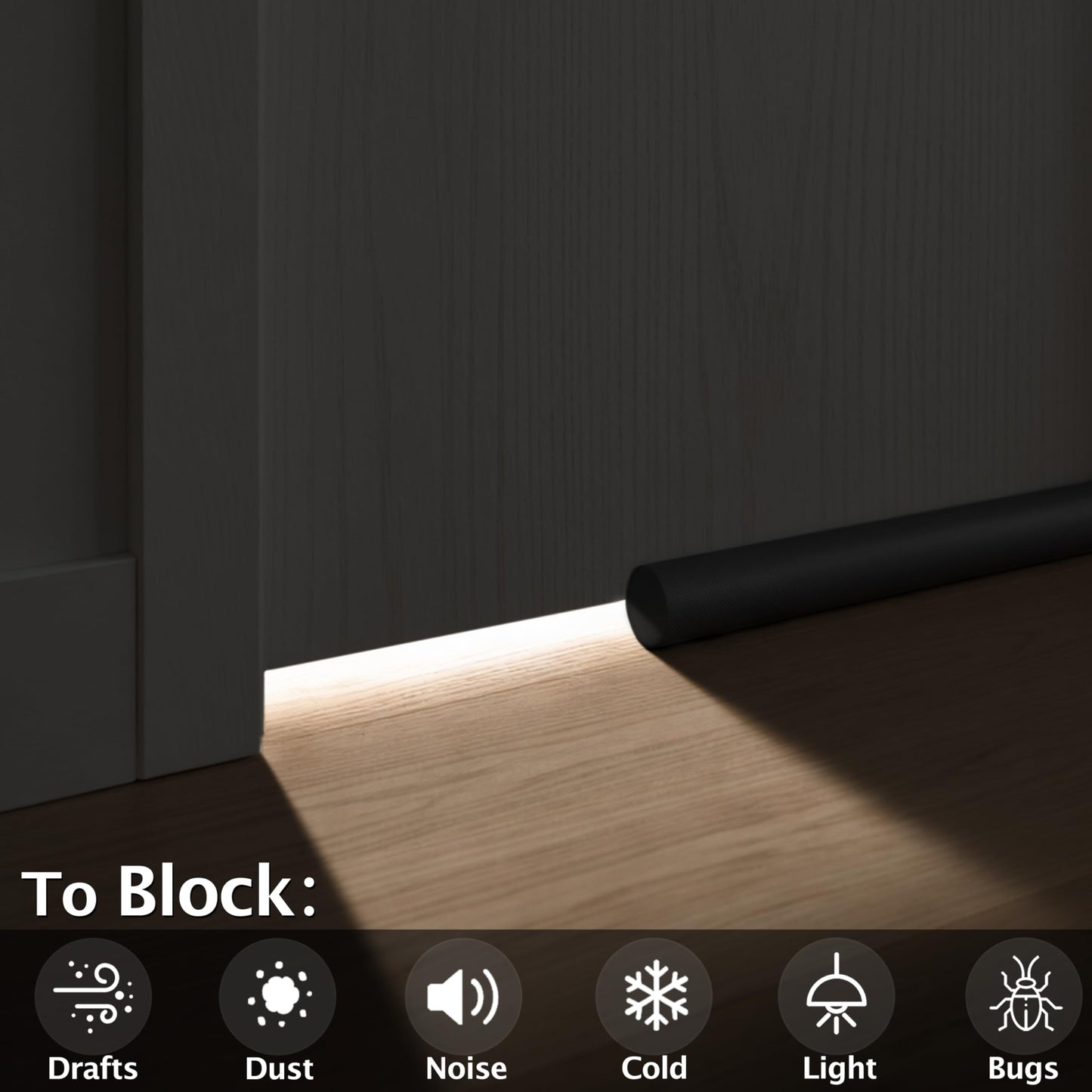 MAXTID Large Door Draft Stopper for Bottom of Doors 36” Under Door Sweep Noise Blocker Black Gap Stoppers Adjustable Doors Seal Sweep Guard Draft, Window Breeze Stoppers, Home Essentials Gadgets