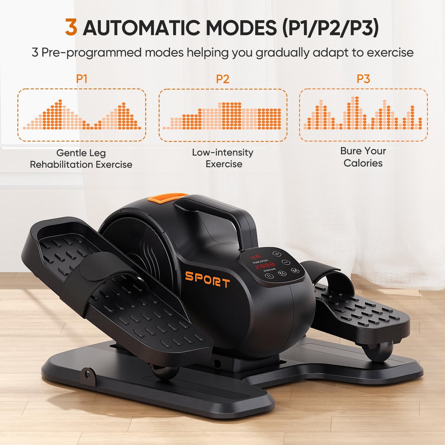 Dripex Under Desk Elliptical Machine, 3-in-1 Electric Seated Pedal Exerciser, Portable Leg Exerciser While Sitting for Seniors with Remote, 16 Adjustable Speed & Resistance, Fully Assembled