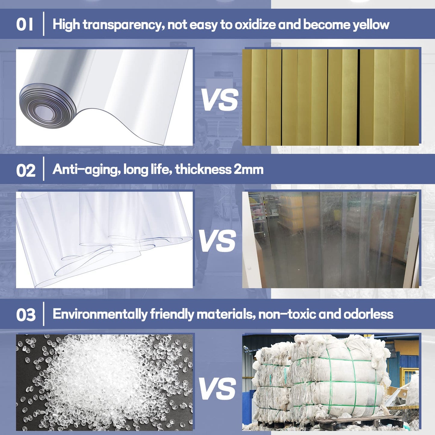 Juexica 36 x 96 Inch Plastic Strip Door Curtain Kit 0.08'' Walk in Cooler Curtains Thickness PVC Freezer Door Curtain Smooth Waterproof Hurricane Shutters Gate for Warehouse Garage Industry(Clear)