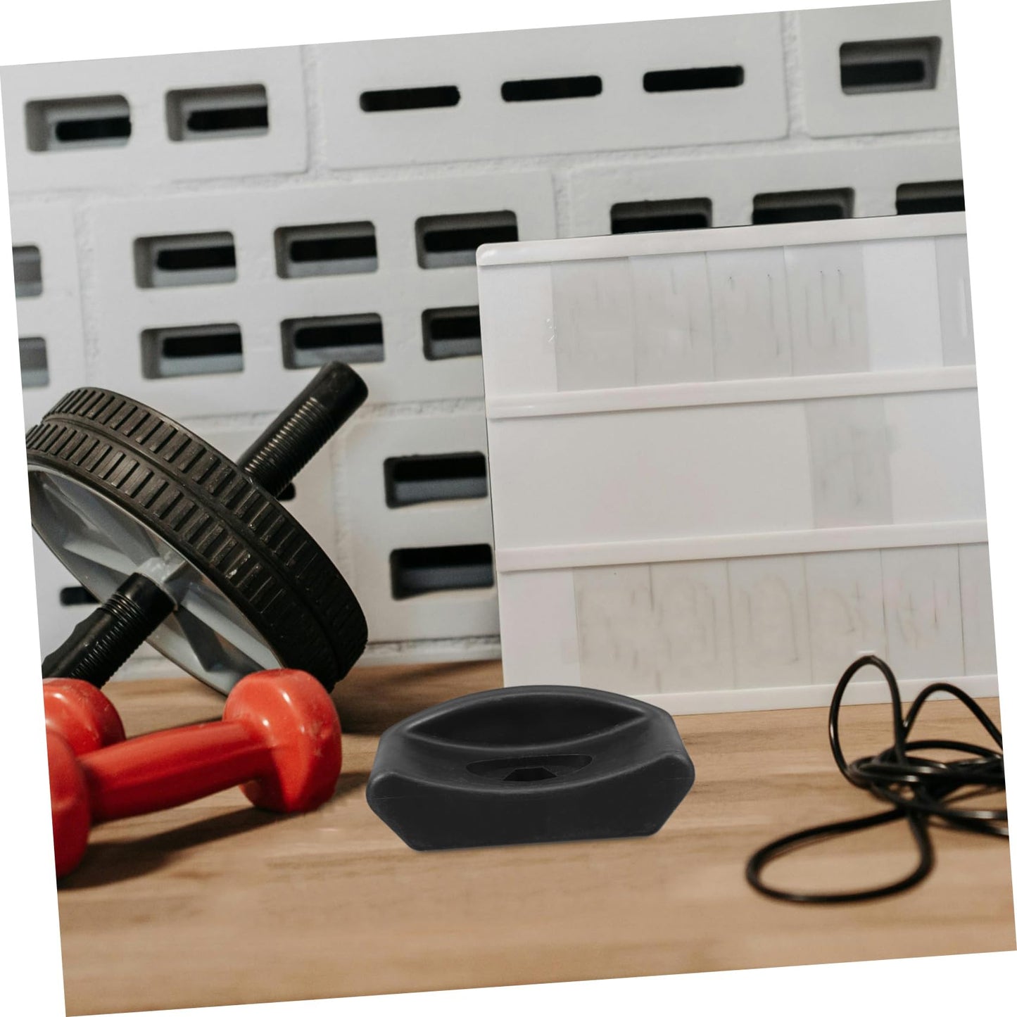 TOBBOMEY 2pcs Dumbbell Rack Saddles Storage Base Barbell Holder Attachment for Home Gym Equipment Noise- Design Stable Support for Racks
