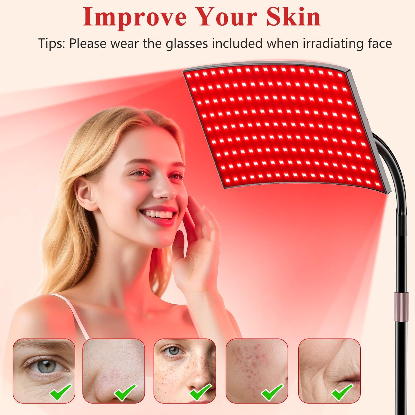 Red Light Therapy for Body Face Infrared Light Therapy for Body with 660nm & 850nm Near Infrared LED Red Light Therapy Large Panel at Home Protective Glasses for Home Use, Gift for Women Girl