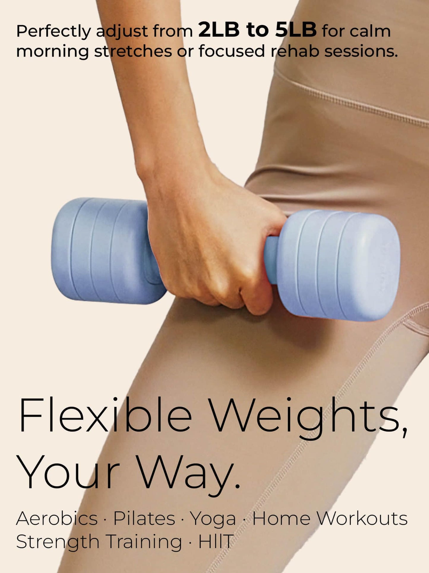 kure.fit Adjustable Dumbbell Set｜2LB 3LB 4LB 5LB Light Hand Weights for Women｜One-Twist Weight Adjustment｜Non-Slip Curved Grip Handle｜Free Weights for Home Gym, Rehab, Pilates, Yoga, Strength Training