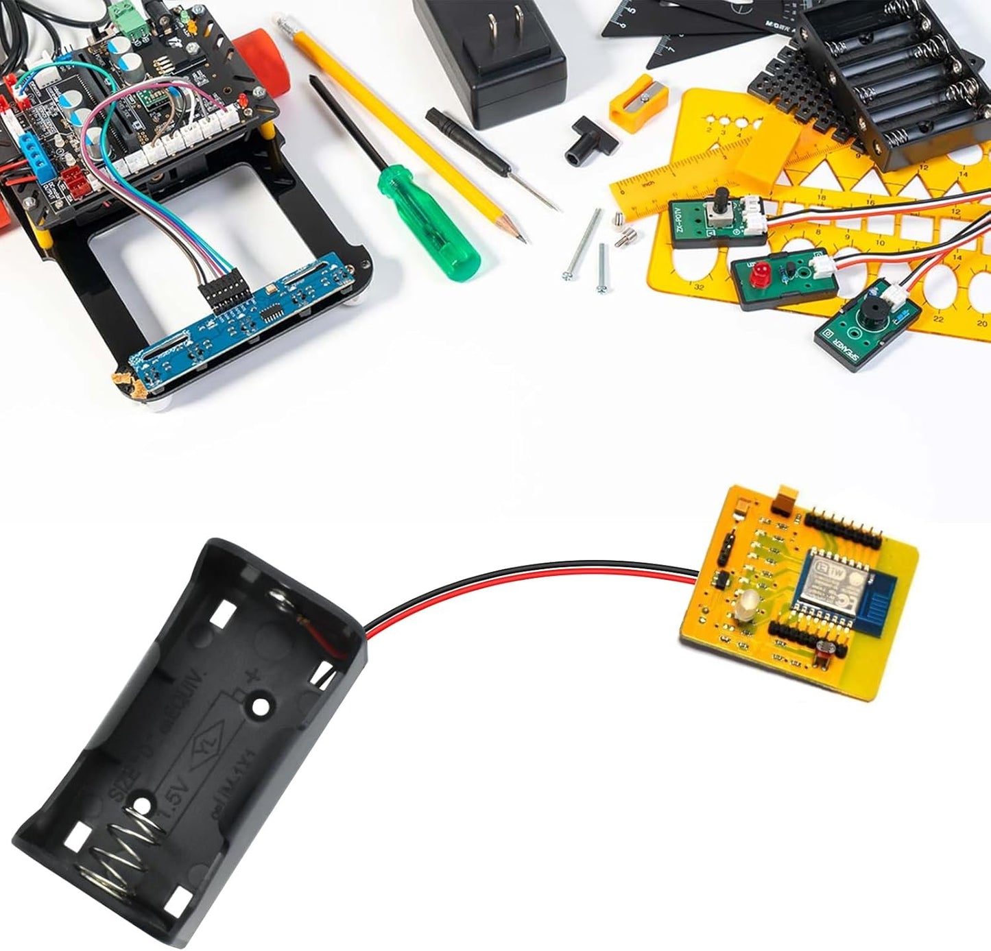 SDTC Tech 2-Pack 1 1.5V Slot D Cell Battery Holder D Size Battery Case Box with Wire Leads