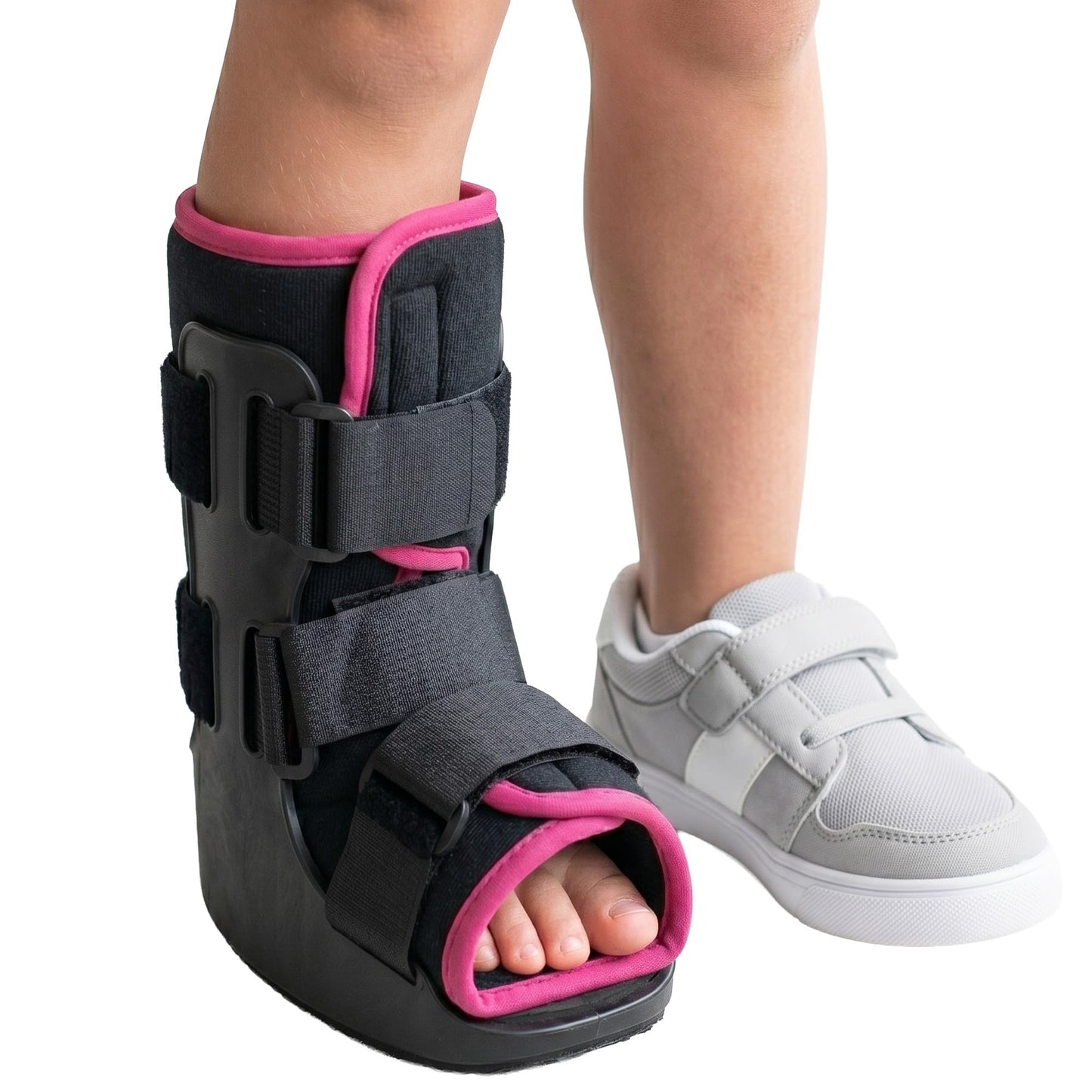 Brace Direct Pediatric Walking Boot – Kids Fracture Boot for Foot Injuries, Ankle Sprains & Post-Op Recovery, Pink PDAC L4386, L4387 (Large, US Kids 11.5K–1.5)