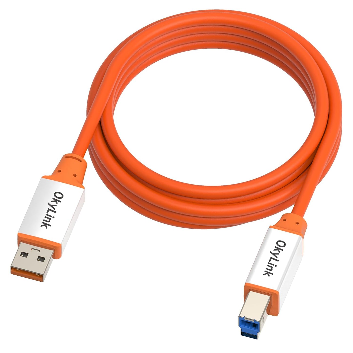 3.2 2 (10Gbps) 10ft (3 OkyLink USB Gen A to B Cable m), Passive, High-Speed Data, Aluminum Shell, Orange