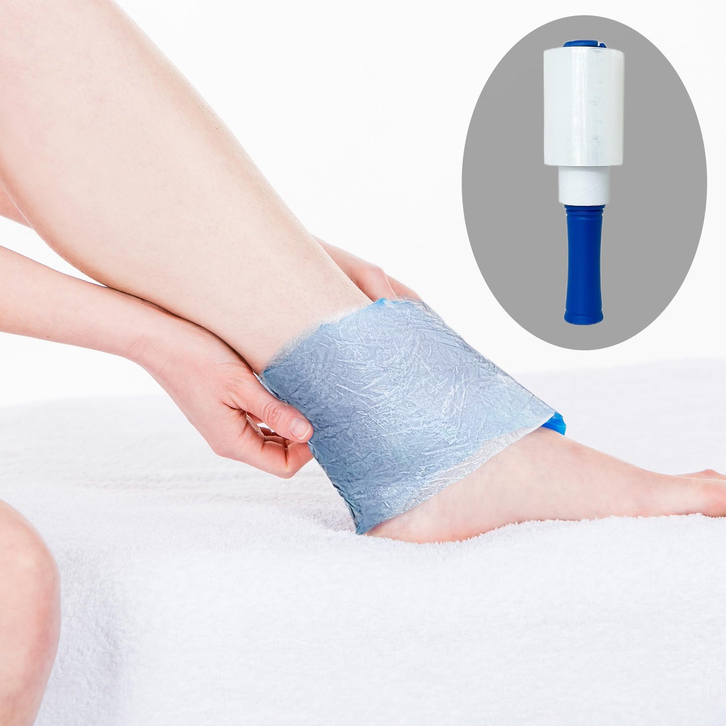 500ft Plastic Wrap for Tattooing Ice Packs Athletic Film with Rotatable Handle Elastic Clear Wrap for Injuries Ice Bags Body Stretch Wrap for Moving Supplies