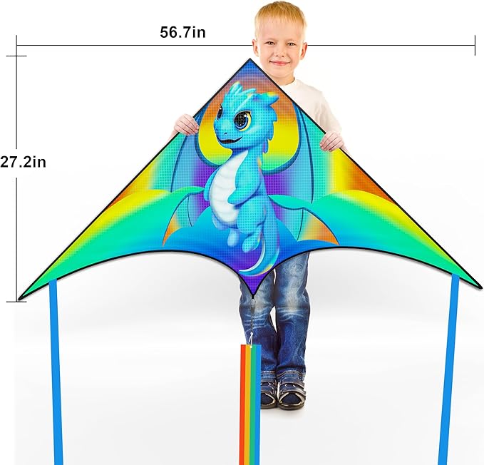 Kites for Kids Ages 4-8 & 8-12，Large Delta Kite for Adults,Easy to Fly, Kids Kites for Boys and Girls, Perfect for Beginners, Gifts for Holiday Easter Festival (Dragon)