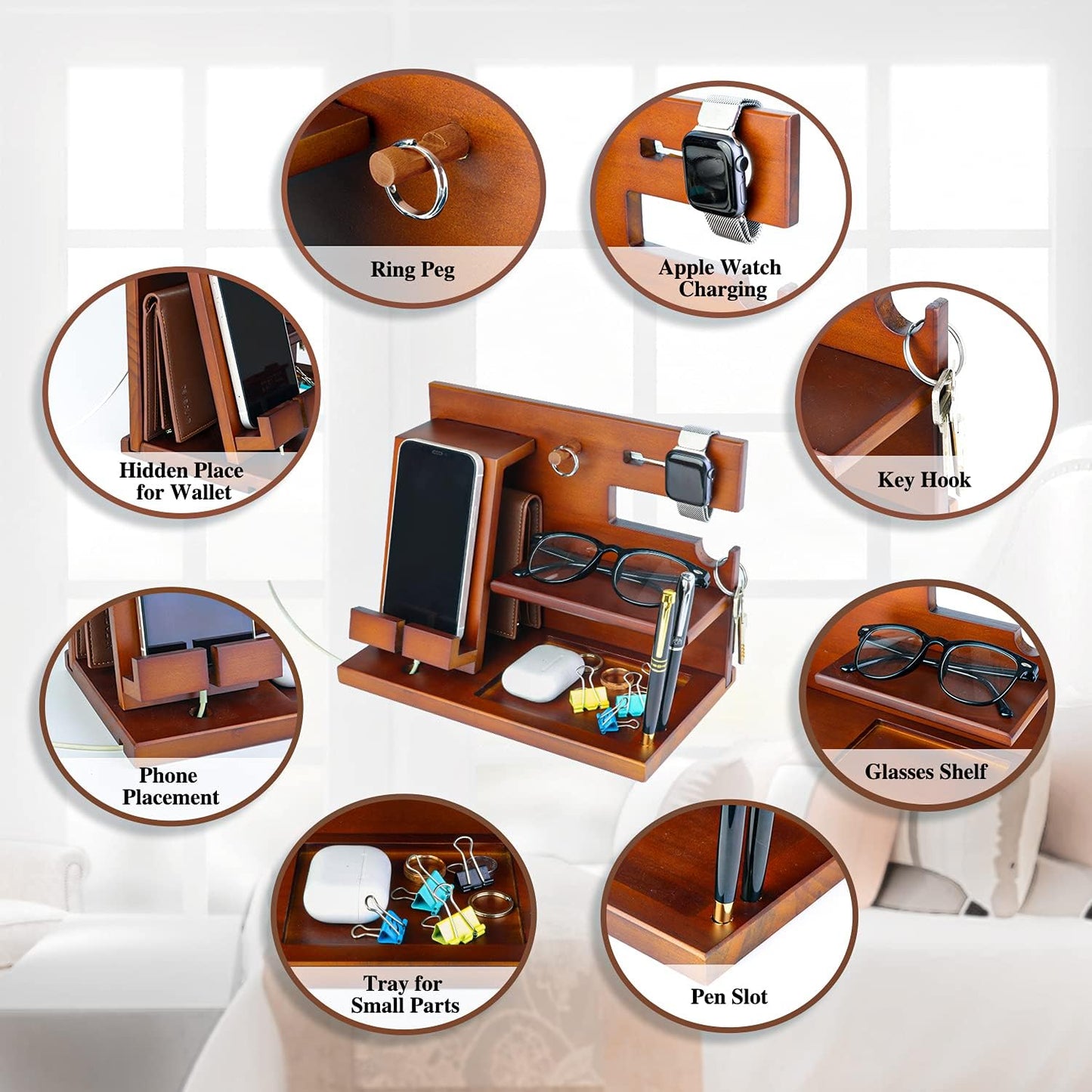 awofer Wood Docking Station For Men Personalized Gifts For Man Wooden Gifts For Husband Him Boyfriend Mens Anniversary