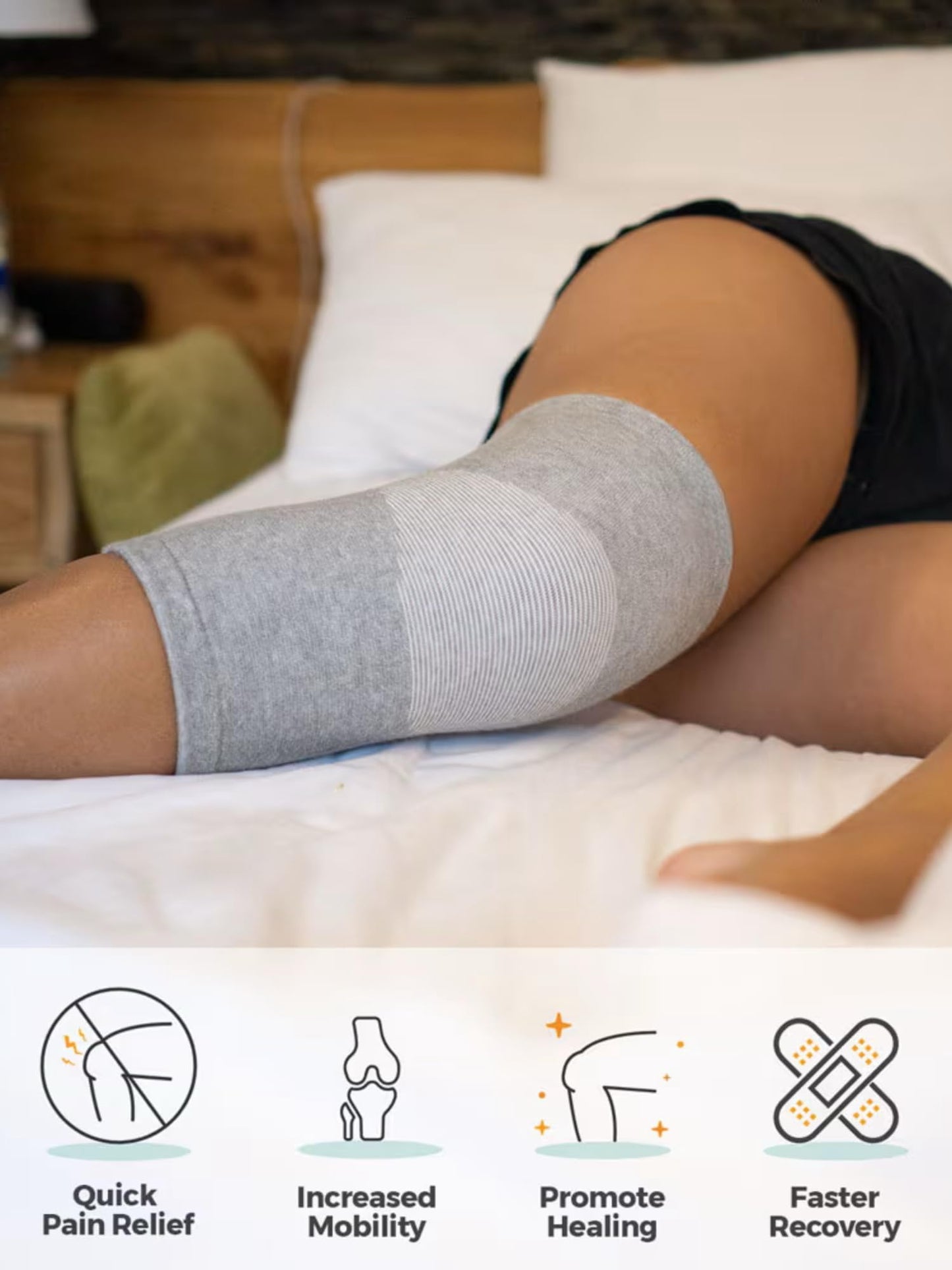 inflossom Bamboo Knee Sleeves, 2-Pack Knee Compression Sleeve Women Men Elastic Warm Slip-on Recovery Knee Brace for Arthritis Knee Pain