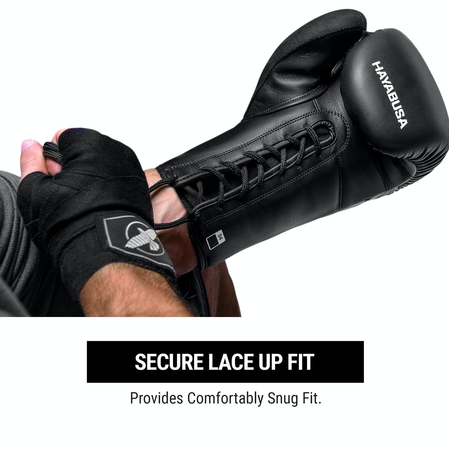 Hayabusa S4 Lace Up Boxing Gloves for Men and Women - Black, 16oz
