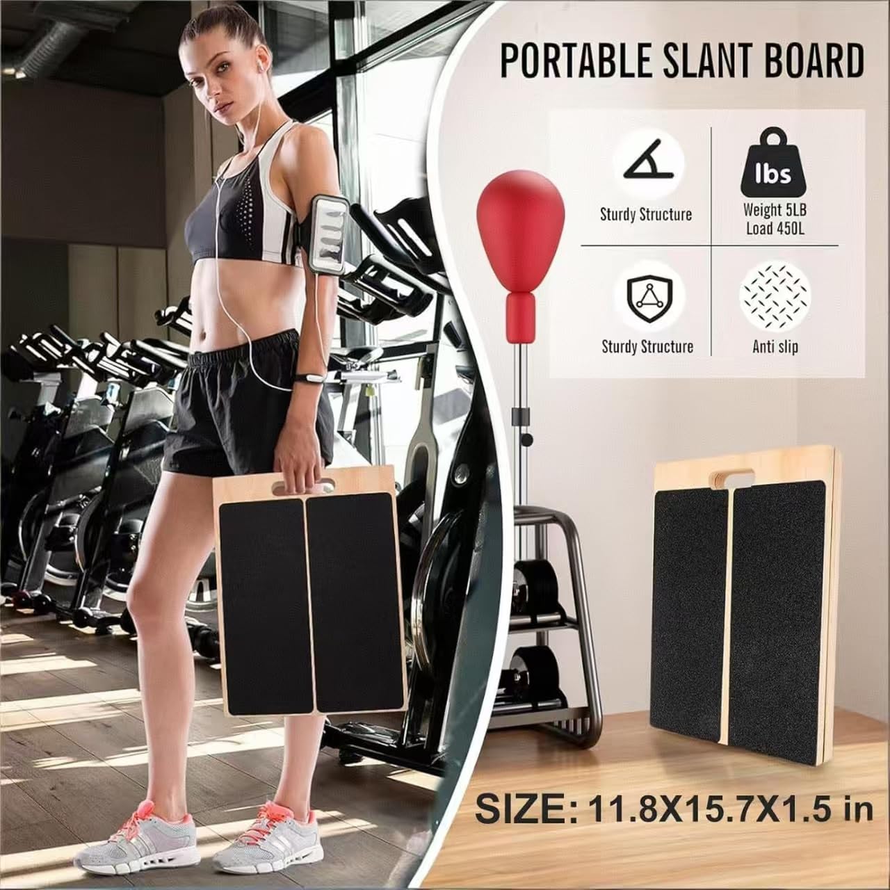 Slant Board for Calf Stretching, Adjustable Portable Wooden Calf Stretcher tilt Plate, Calf Spring Wedge Suitable for Legs, Knees, Heels, Ankles and Stretching.Ankle Stretch Board、Balance Board.