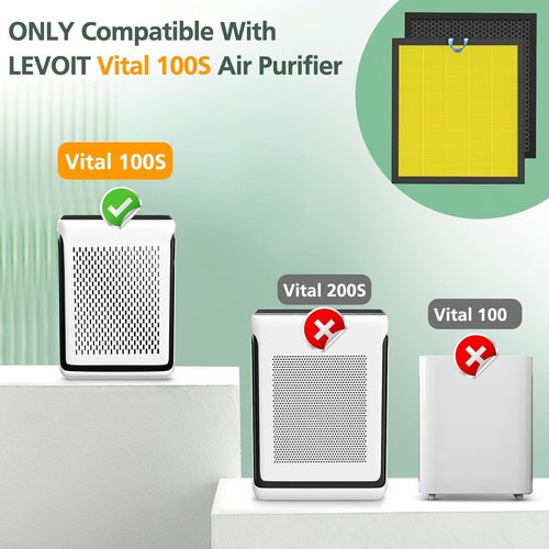 LEVOIT Vital 100S Replacement Filter - High-Efficiency Activated Carbon for Smoke & Odor | Fits Vital 100S-P, Yellow