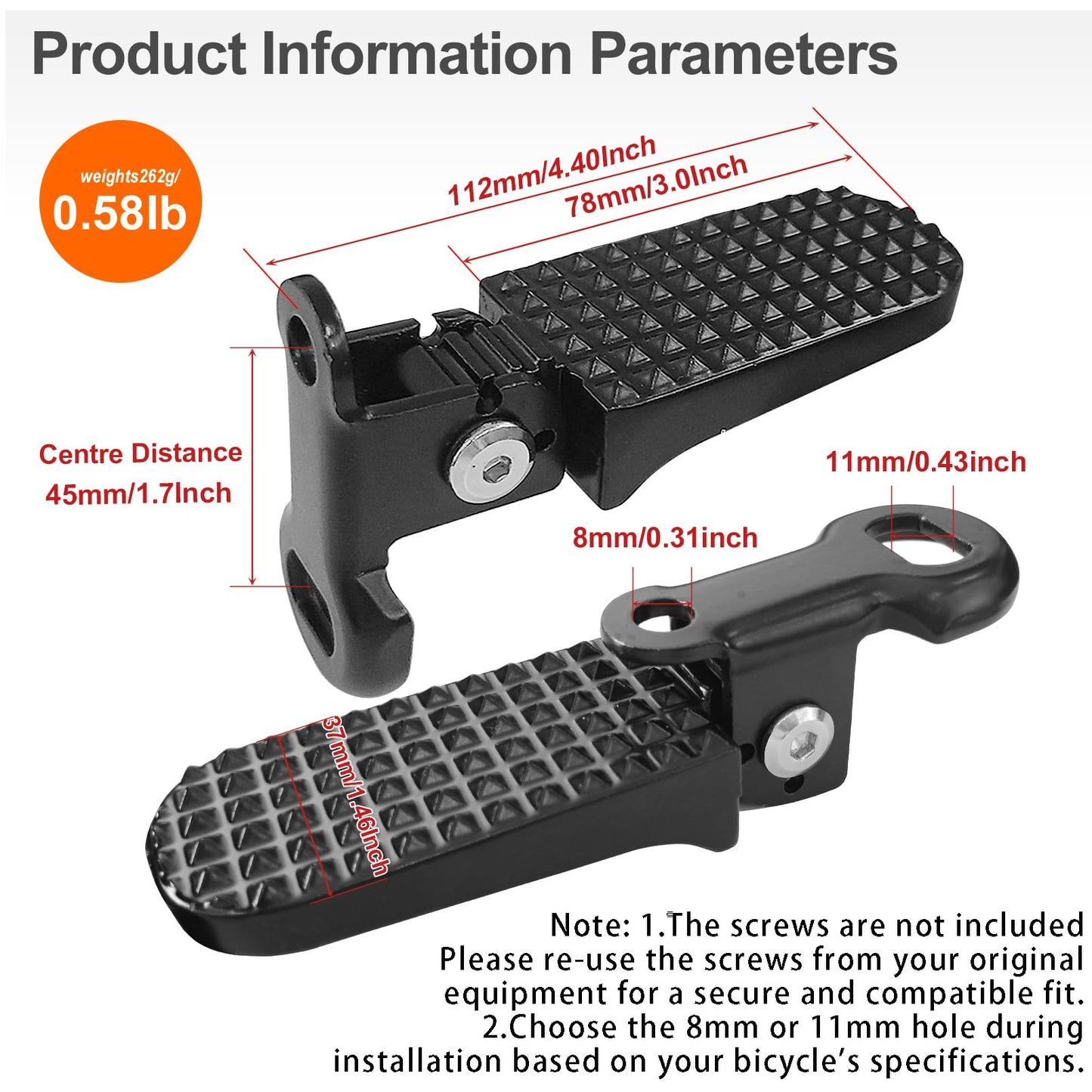 1 Pair Bike Rear Pedals,Mini Folding Bicycle Foot Pegs, Non-Slip Bicycle Footrests,Rear Seat Footrest Pedals for Mountain Bike E-Bike