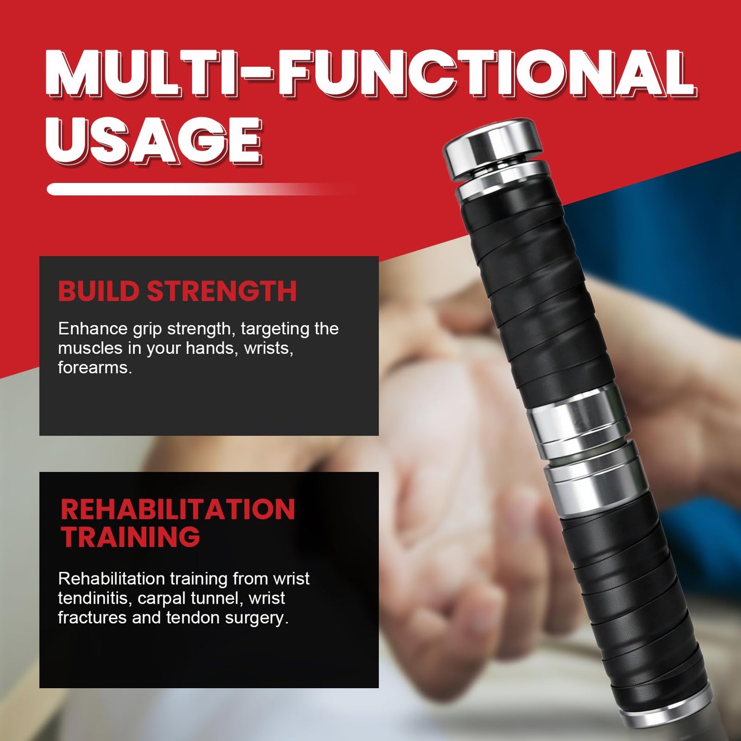 Forearm Strengthener, Adjustable Resistance Forearm Wrist Strengthen Trainer, Sweat-resistant Wrapped Handle Grip Strength Trainer, Portable Exercise Equipment for Men and Women, No Weights Needed