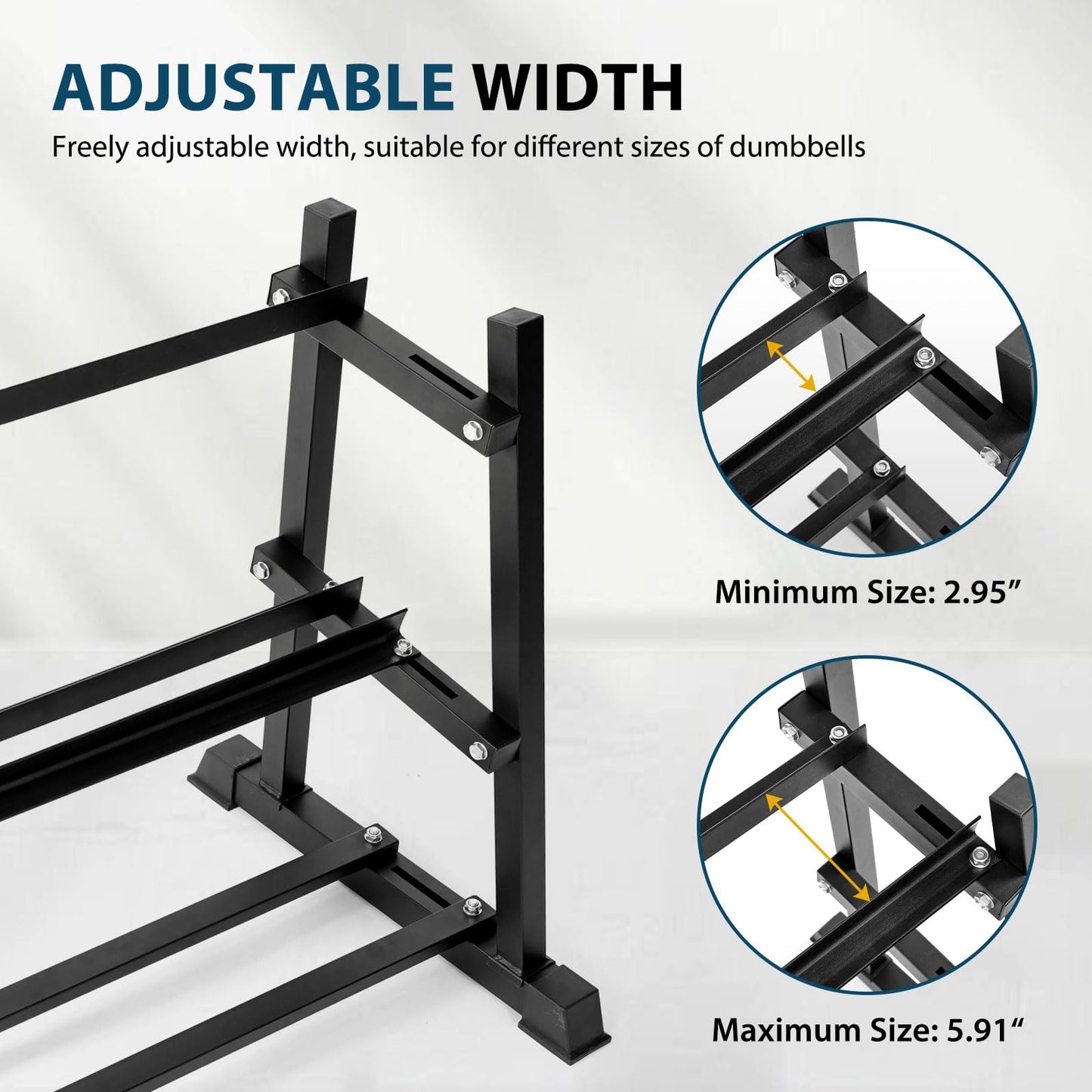 Bongkim Dumbbell Rack, Weight Rack for Home Gym, 3 Tier Weight Plate Rack for Dumbbells and Kettlebells, Dumbbells Weights Rack for Home 1100LBS