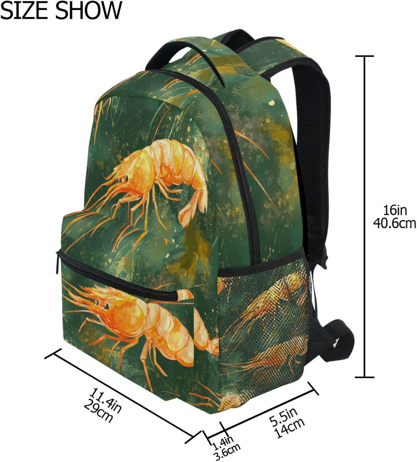 Krafig Backpacks Backpack Daypack Cute Shrimps Boys Girls Kids School Bookbag, School Bag Travel