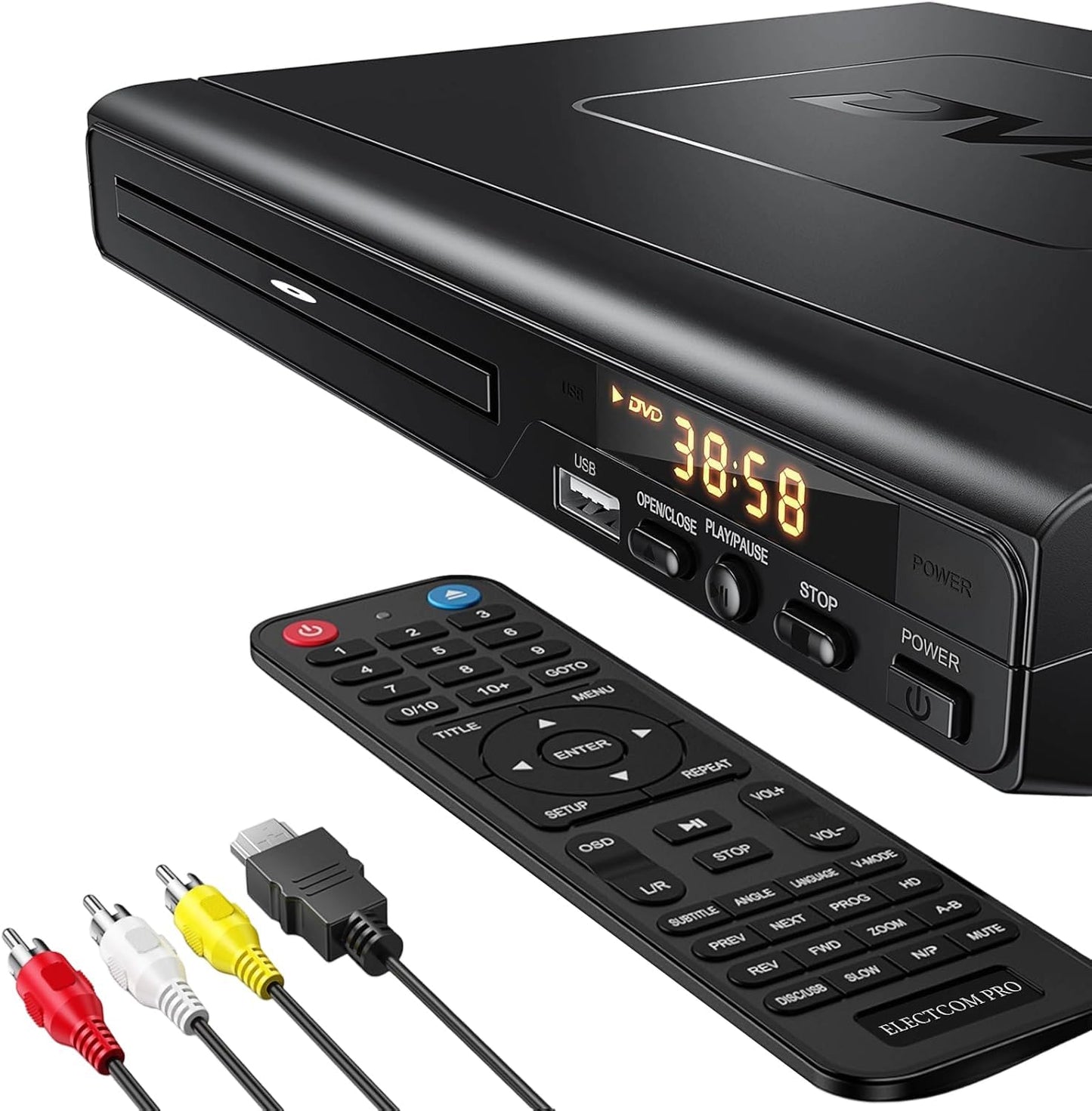 Electcom Pro DVD Players for TV with HDMI, DVD Players That Play All Regions, Simple DVD Player for Elderly, CD Player