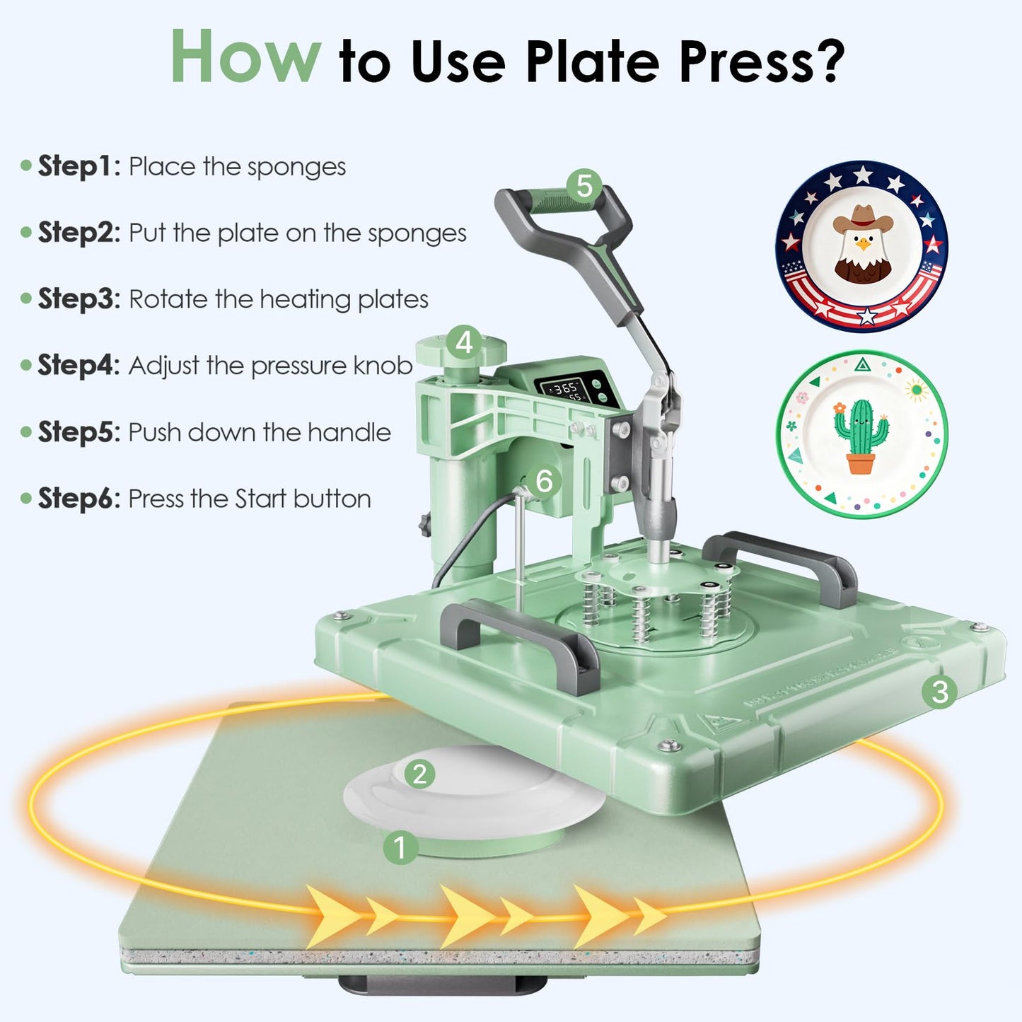 Seeutek Heat Press Machine 15x15 Inch, 5 in 1 Swing Away Sublimation Heat Transfer Press with 20oz & 30oz Tumbler Attachments for T-Shirts, Mugs, Hats & Plates, Green