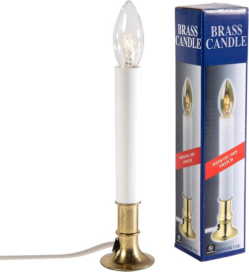 Creative Hobbies® Electric Window Candle Set - Pack of 6 with On/Off Switch & Brass Plated Base