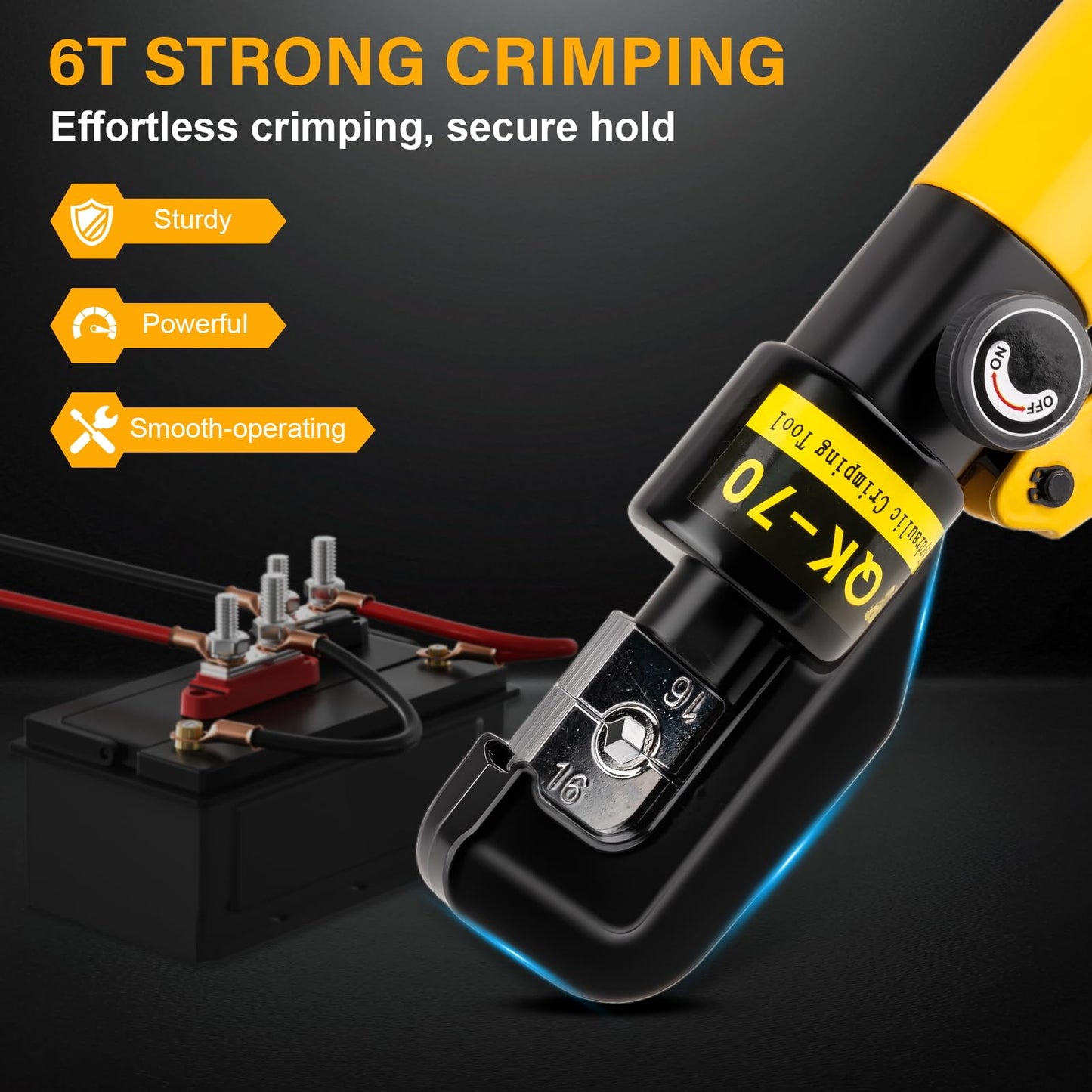 Hydraulic Crimping Tool With 9 Pairs Of Dies, 12 To 2/0 Awg, Hydraulic Wire Battery Cable Lug Terminal Crimper Crimping Tool, Crimping Easier
