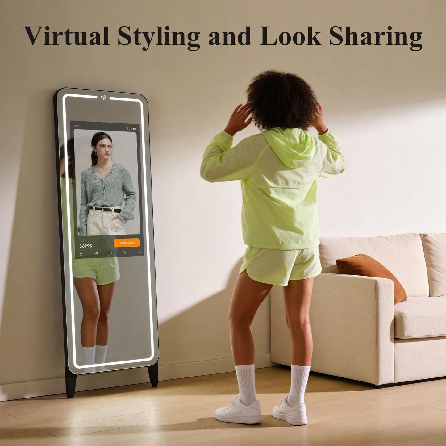 LumaVue Smart Fitness Mirror for Home Gym Workout, 32" Touchscreen & Open System, No Subscription Fees, Support Fitness Apps, Wall Mount & Free Standing, Can be Used with Home Workout Equipment