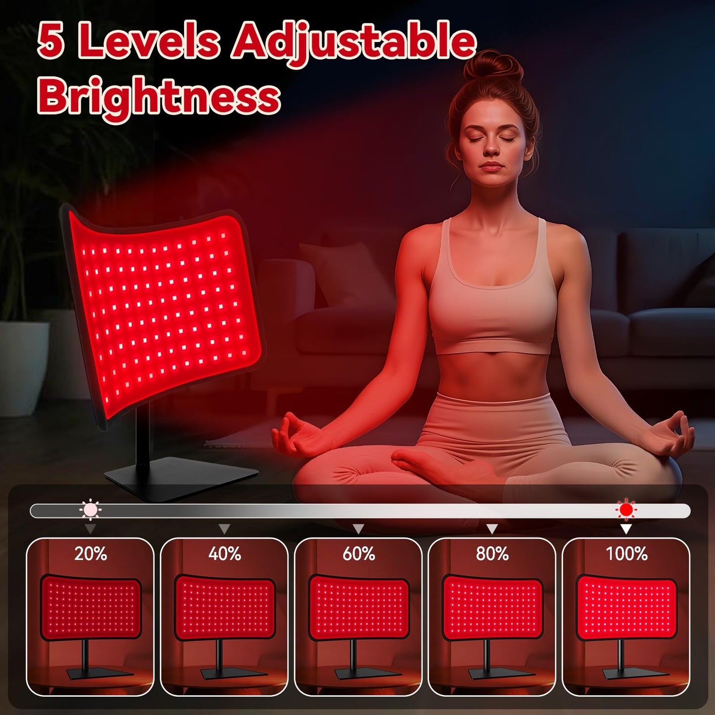 Red Light Therapy for Face Body, 2-in-1 Red Light Panel Device with Belt, 660nm & 850nm Near Infrared Light Therapy Lamp with Remote Control, 5 Adjustable Brightness & Timer, Gift for Women Men