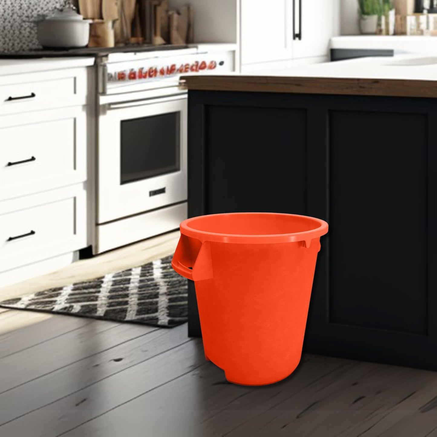 SPARTA Bronco Waste Container Trash Container, Round Trash Bin for Disposal, 10 Gallons, Orange, (Pack of 6)