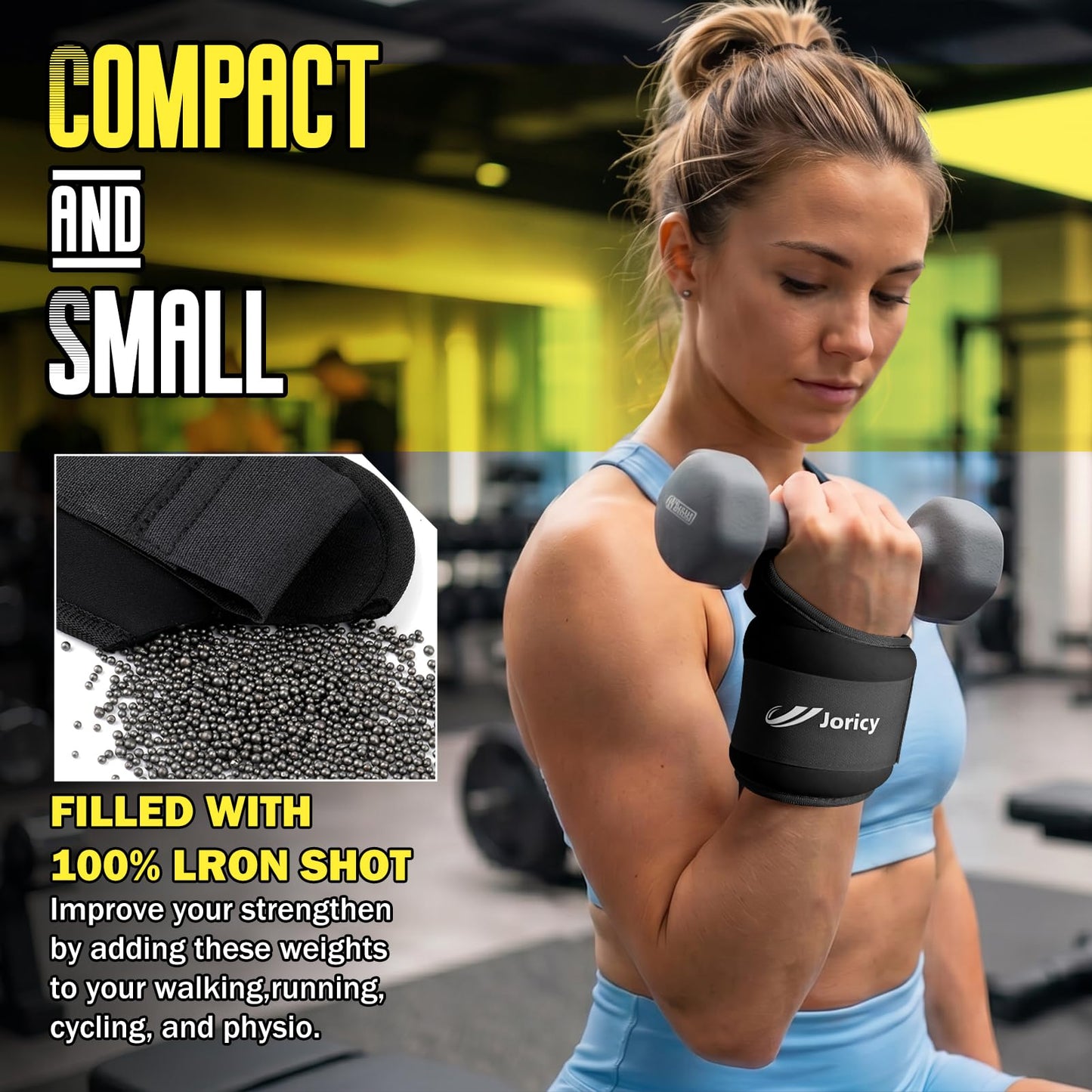 Wrist Weights with Thumb Loops Lock for Men Women 2LBS Pair (1 LB Each Weight) Arm Ankle Weights Weighted Gloves for Running Walking Jogging Strength Training Gym Workout Cardio Exercises, Black