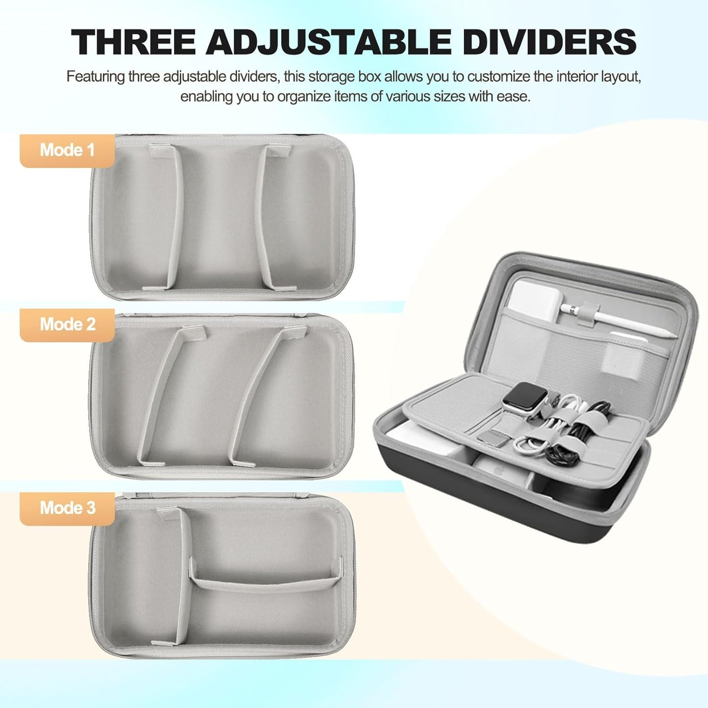 Backpack Hard Travel Electronic Organizer Case for Power Bank Chargers Cables USB Flash Drive SD Card Electronics