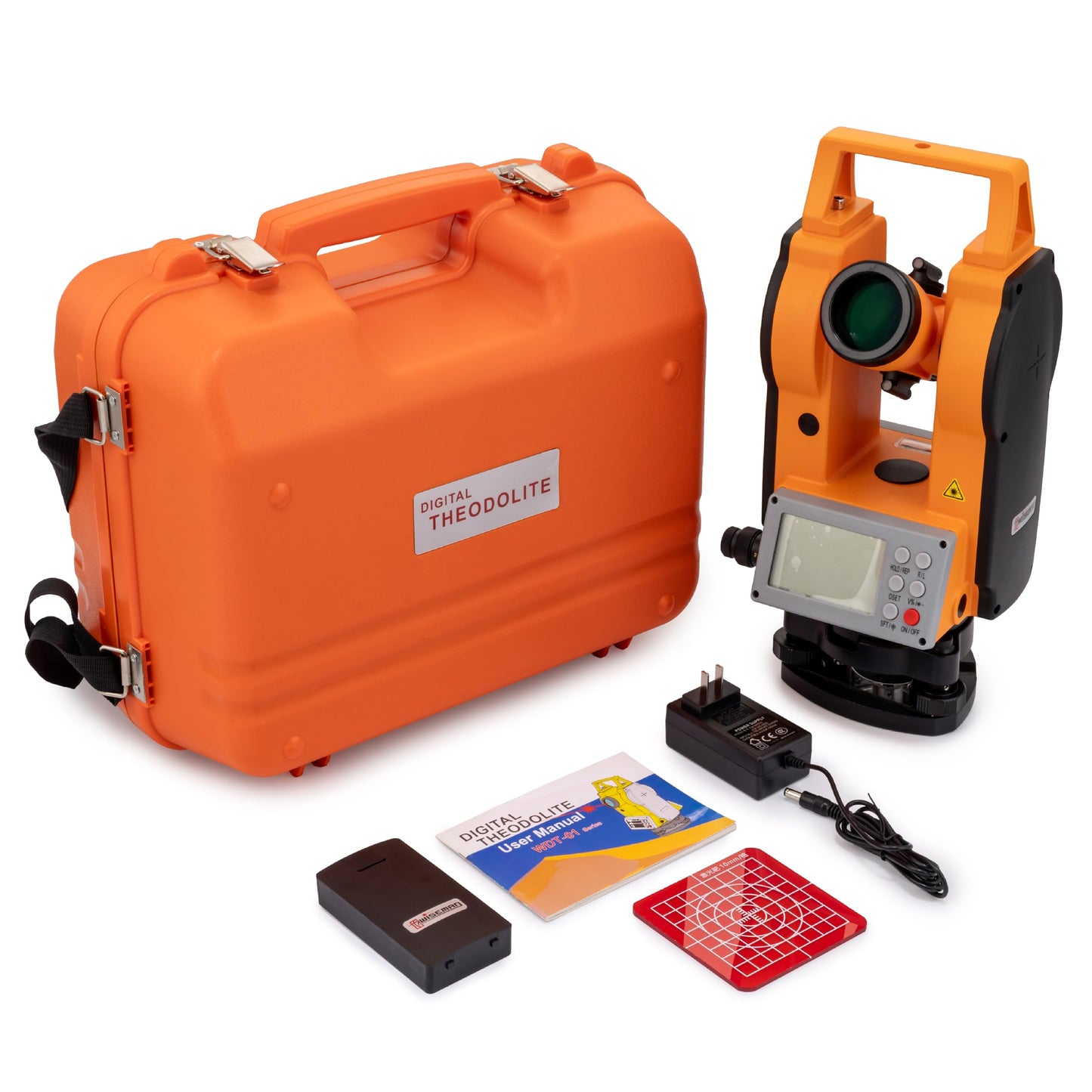 Turboyhood DET-500 Digital Electronic Theodolite, Construction Surveying Equipment Set, Rechargeable and Alkaline Batteries, Carry Case