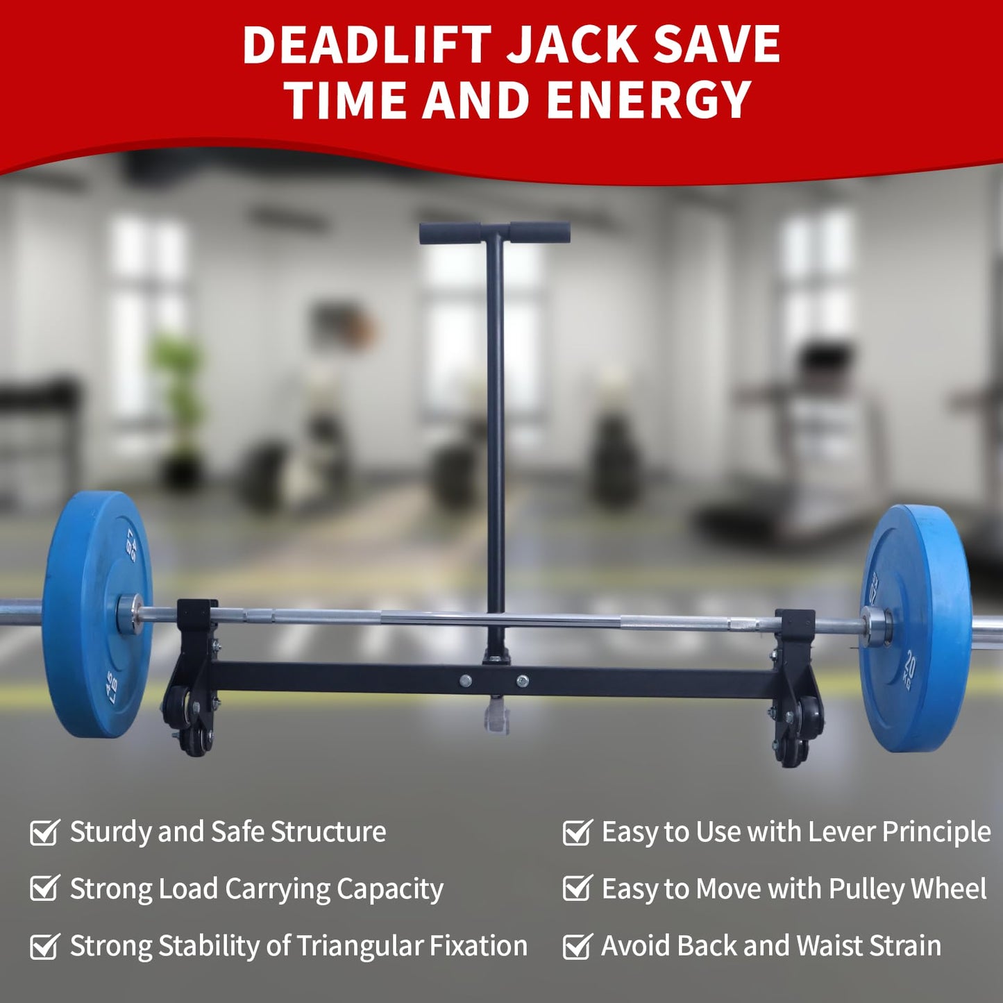 Deadlift Jack Barbell Stand with Wheels 900lb Capacity Convenient to Replace Weight Plates for Deadlift Weightlifting Training,CrossFit & Home Gym