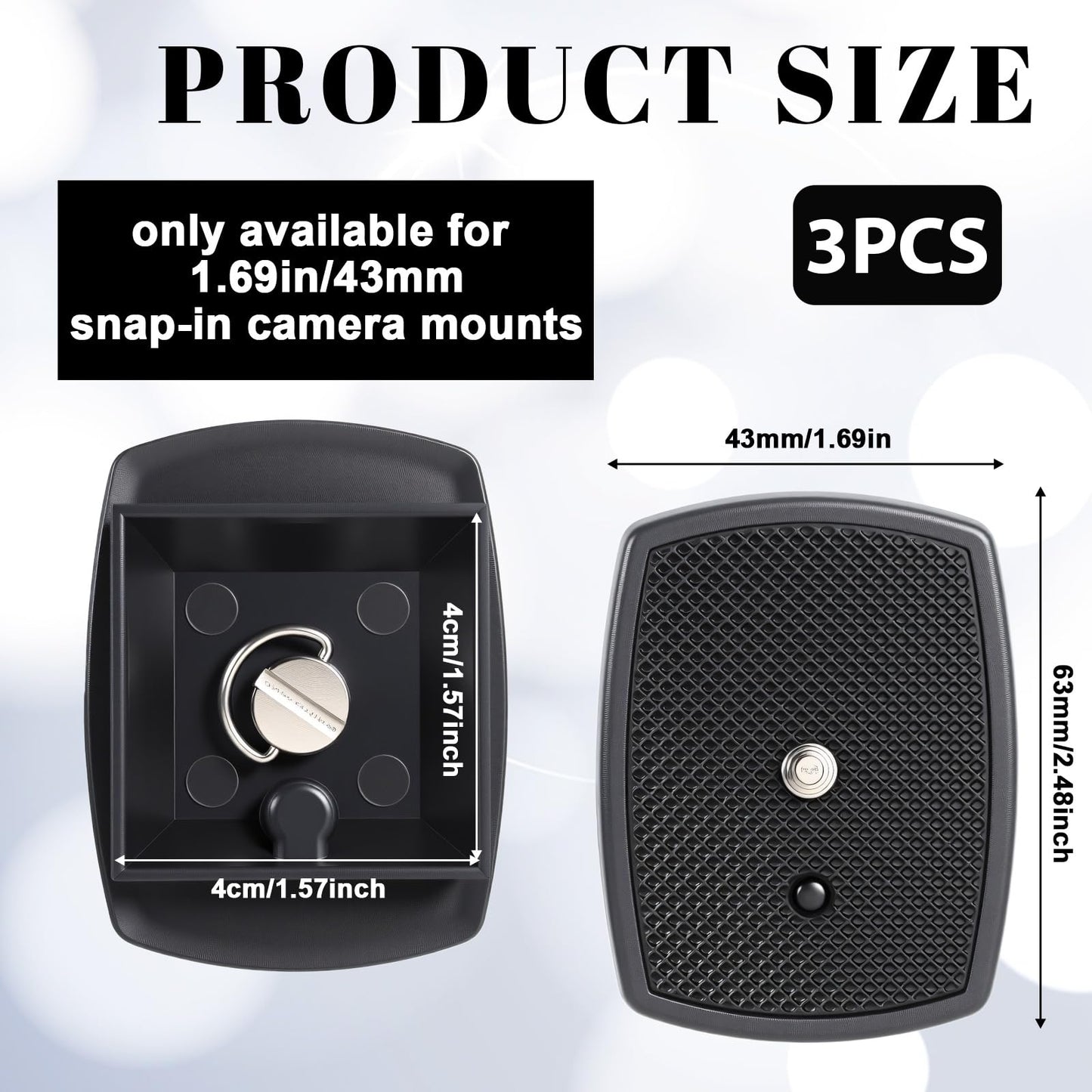 3 PCS Universal 43x43mm Quick Release Plate Set for Tripods, Camera Mounting Adapter Parts Replacement with Screws Camera Tripods Mount Adapter Ball Head Quick Release Plate Replacement for Cameras