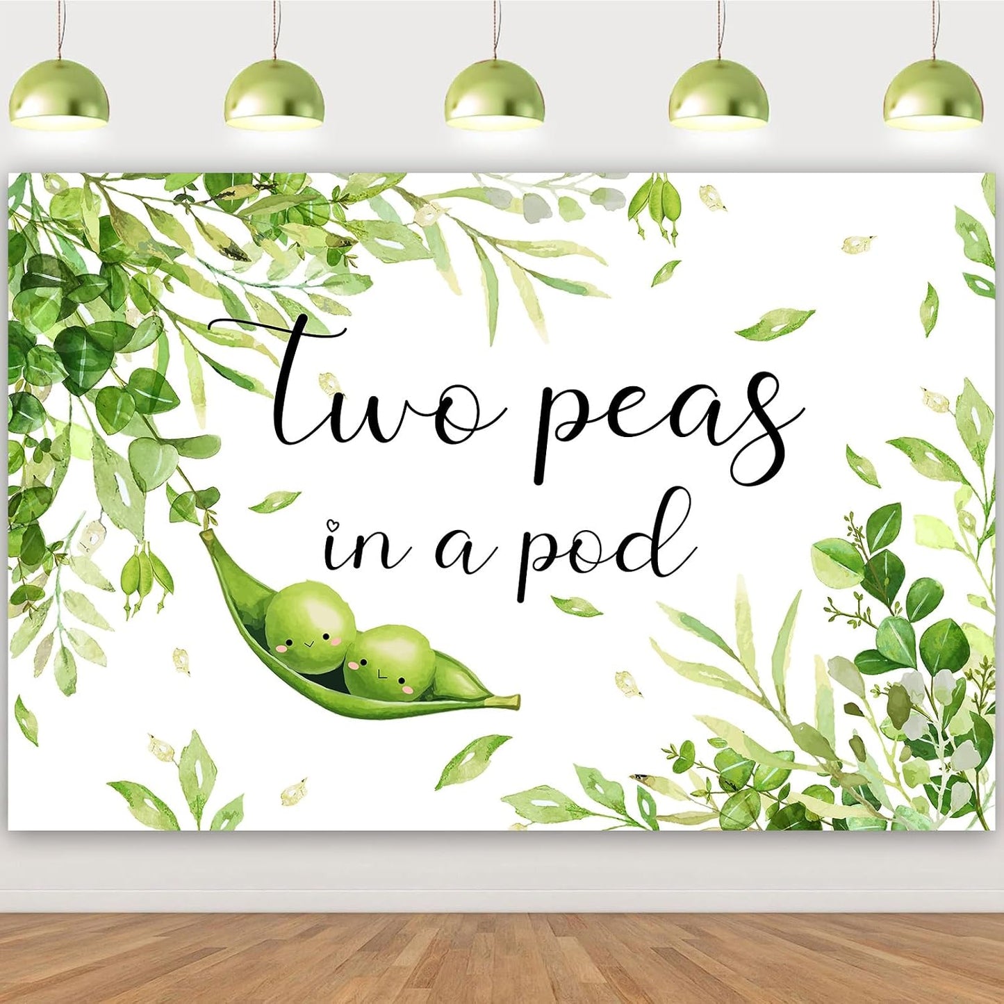 Diartpaint 7x5ft Twin Baby Shower Decorations Two Peas in A Pod Backdrop Greenery Twins Gender Reveal Decors Backdrop