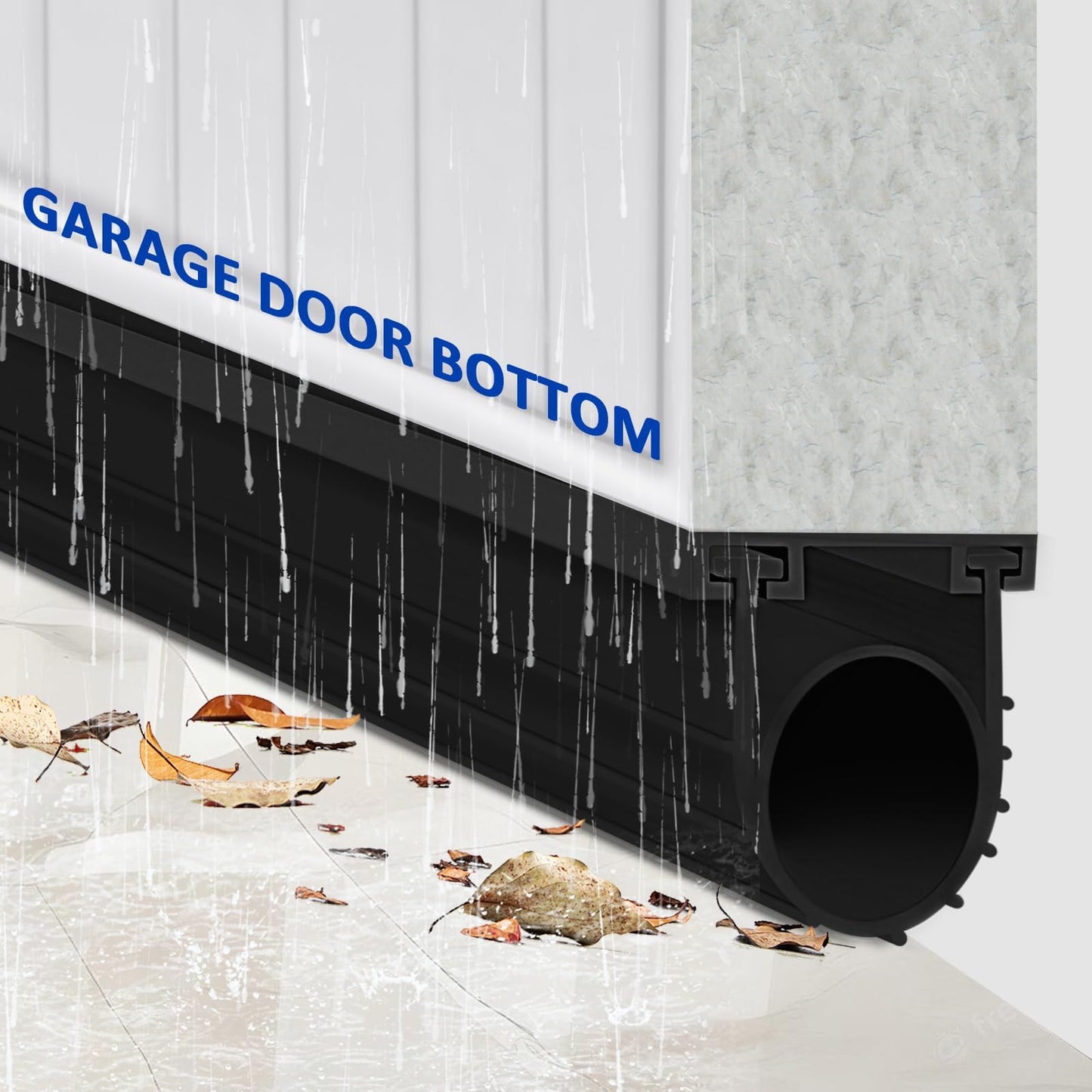 DGSL Garage Door Seals Bottom Rubber Weather Stripping Kit Seal Strip Replacement, Weatherproof Threshold Buffering Sealing Rubber 5/16 Inch T Ends (10 FT, Black, U+O)