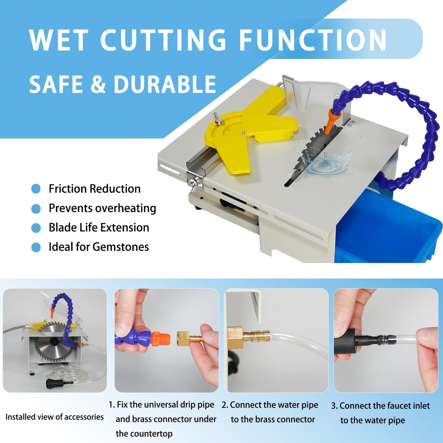 Lapidary Saw for Jewelry and Rock, 110V 750W Lapidary Equipment Mini Table Saw for DIY Gem Stone Jade Rock Grinding Woodworking Carving