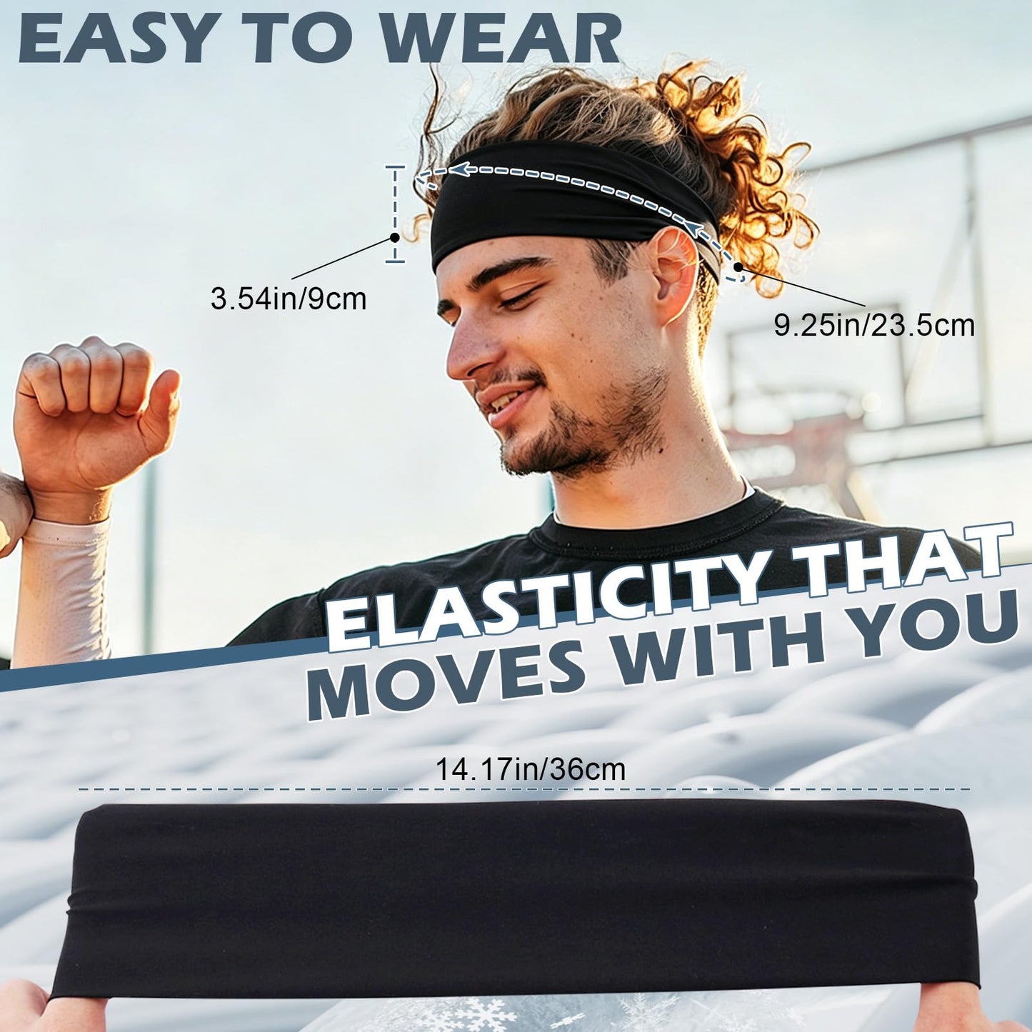 Beister Sports Headbands for Men Women (5 Pack), Moisture Wicking Sweat Band Elastic Wide Hair Bands, Workout Sweatband Athletic Mens Headband for Running, Cycling, Basketball, Gym Exercise, Football