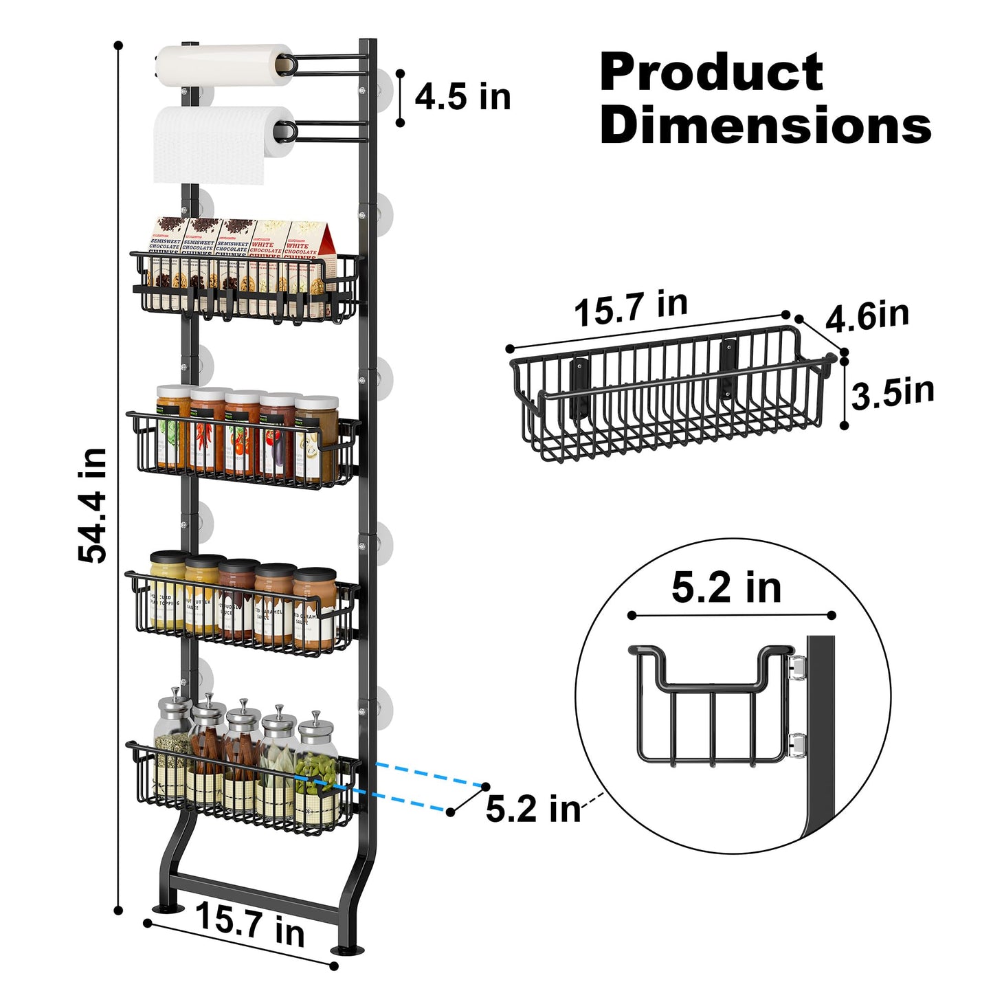 BUKFEN 6-Tier Slim Corner Shelf, Spice Rack Next to Fridge Slim, Narrow Storage Cabinet Organizer for Kitchen, Bathroom, Laundry Room