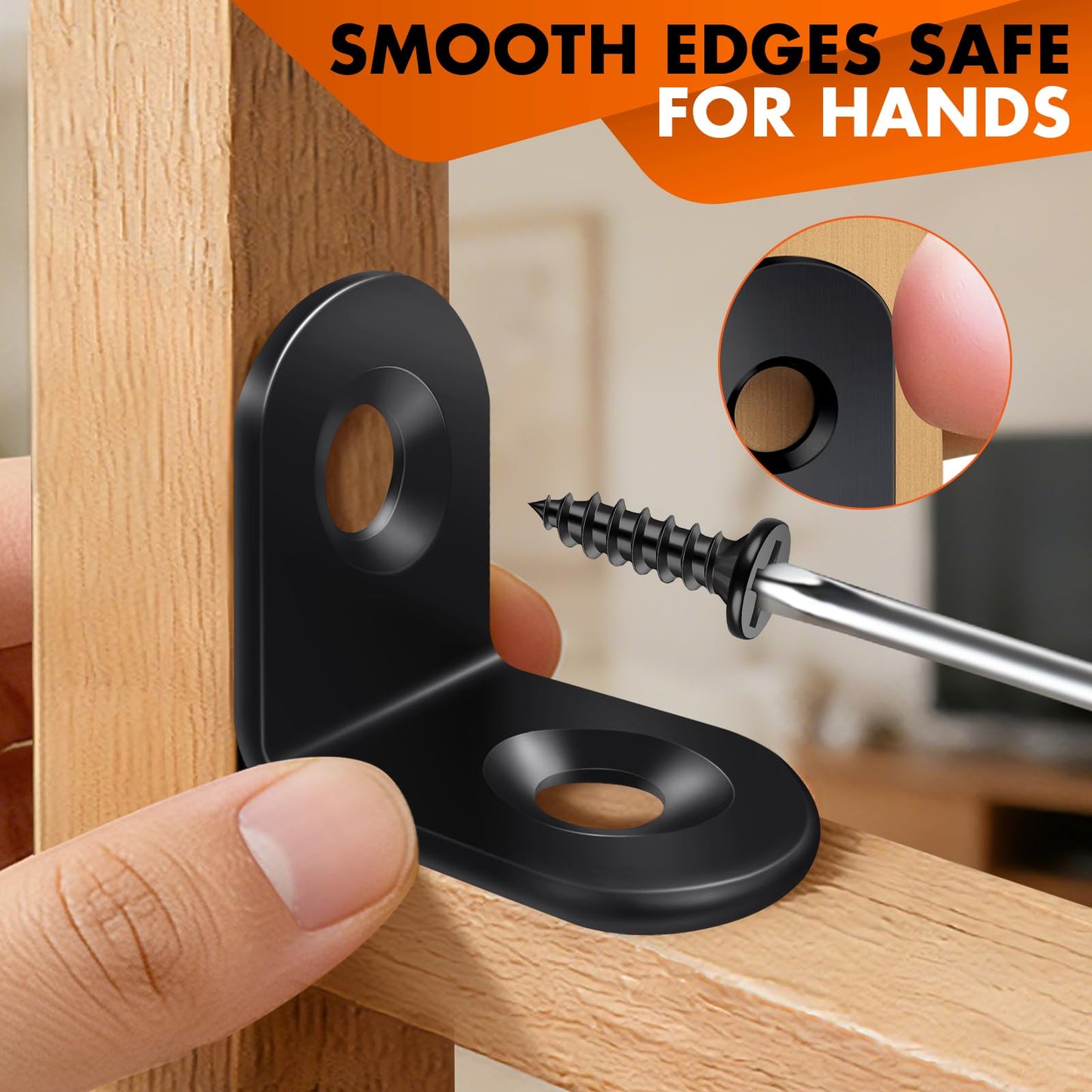 40PCS Black L Bracket Corner Brace, Stainless Steel Corner Bracket, 90 Degree Metal Right Angle Bracket, Small L Brackets for Shelves Wood Furniture Cabinet Drawer with 80PCS Screws (0.79 x 0.79 in)